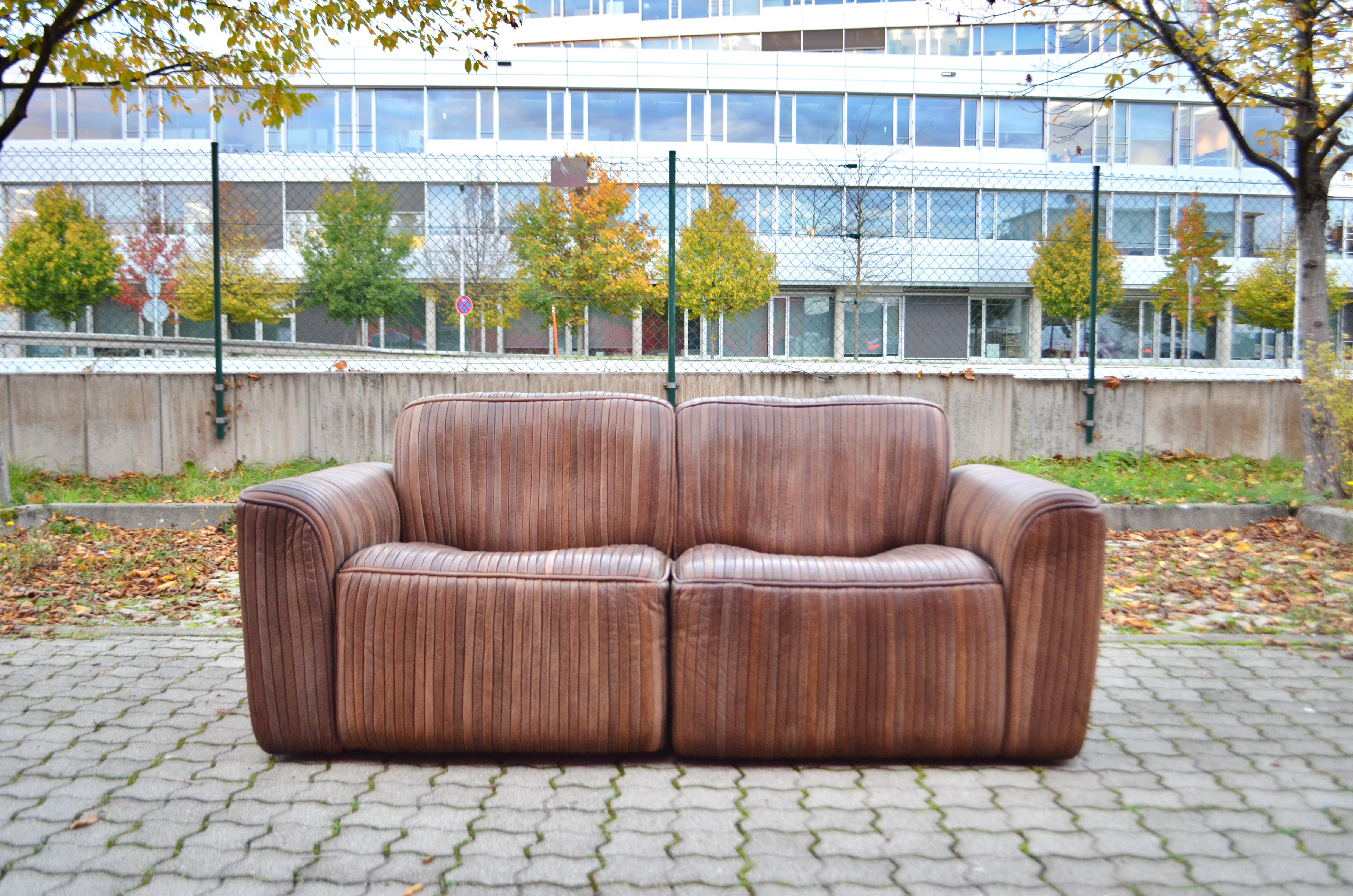 Ernst Lüthy De Sede Suite modulaire de salon Canapé en cuir brun 1970 en vente 3