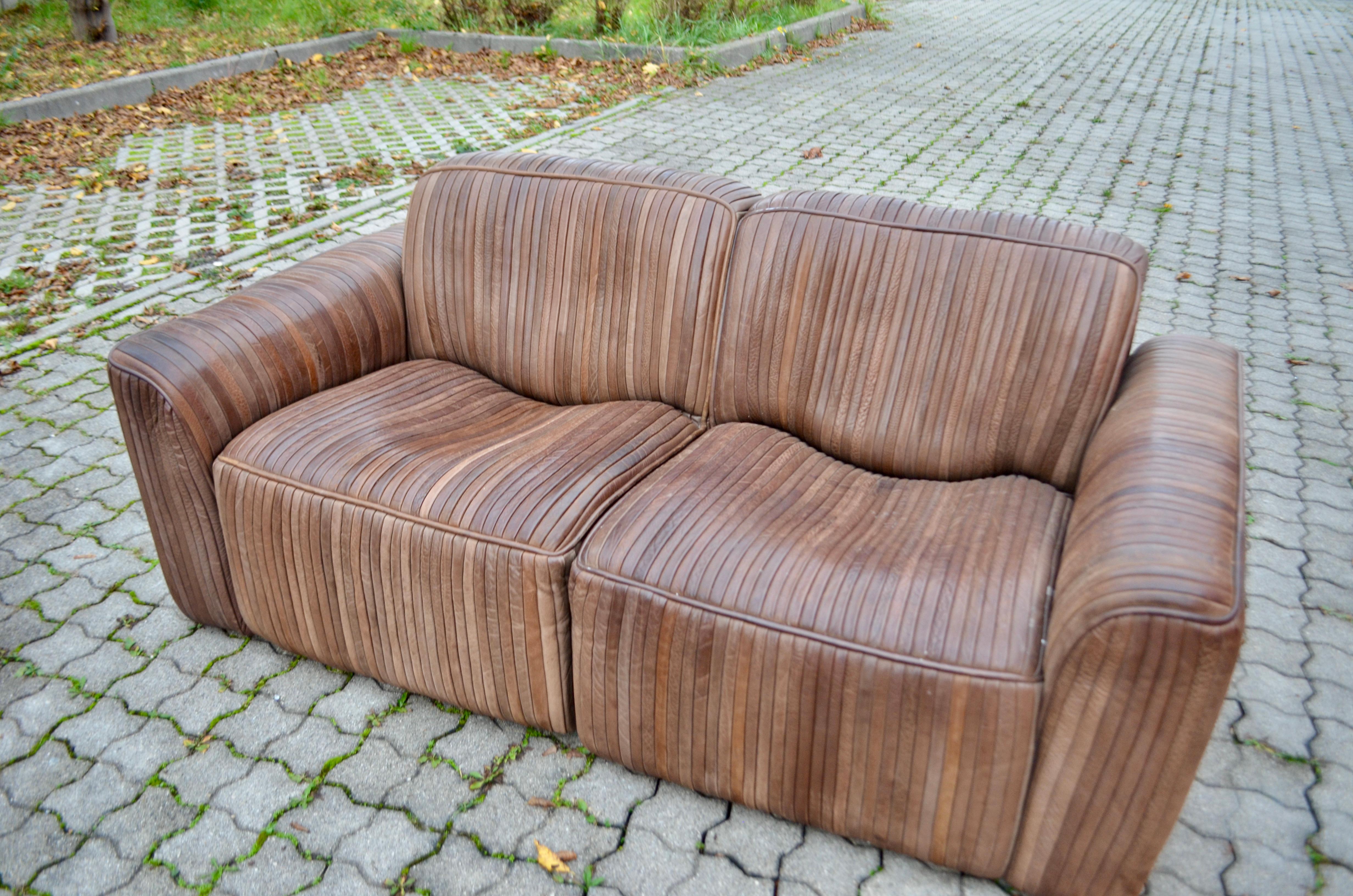 Ernst Lüthy De Sede Modular Living Room Suite Leather Sofa brown 1970 For Sale 6