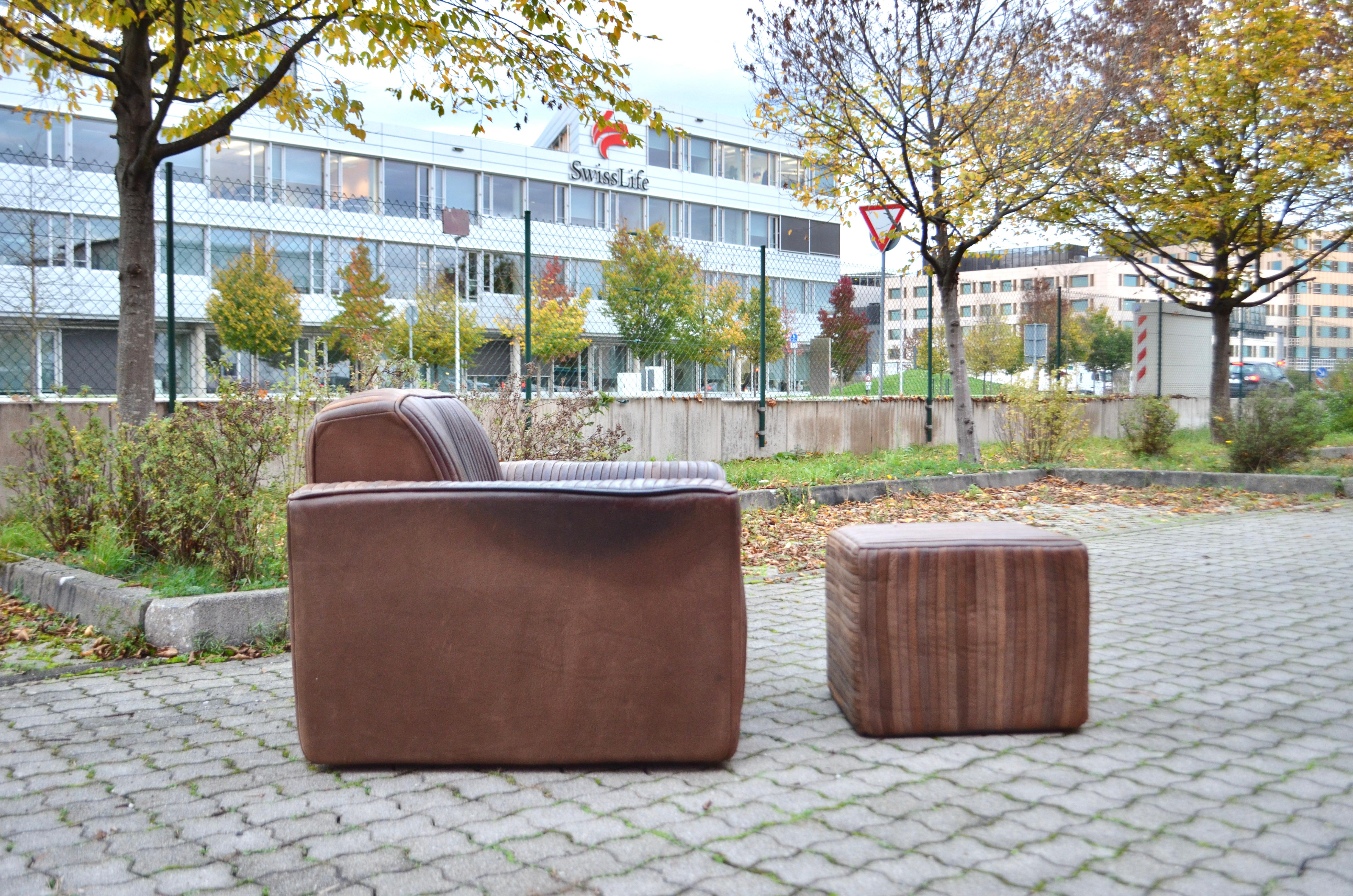 Ernst Lüthy De Sede Modular Living Room Suite Leather Sofa brown 1970 For Sale 12