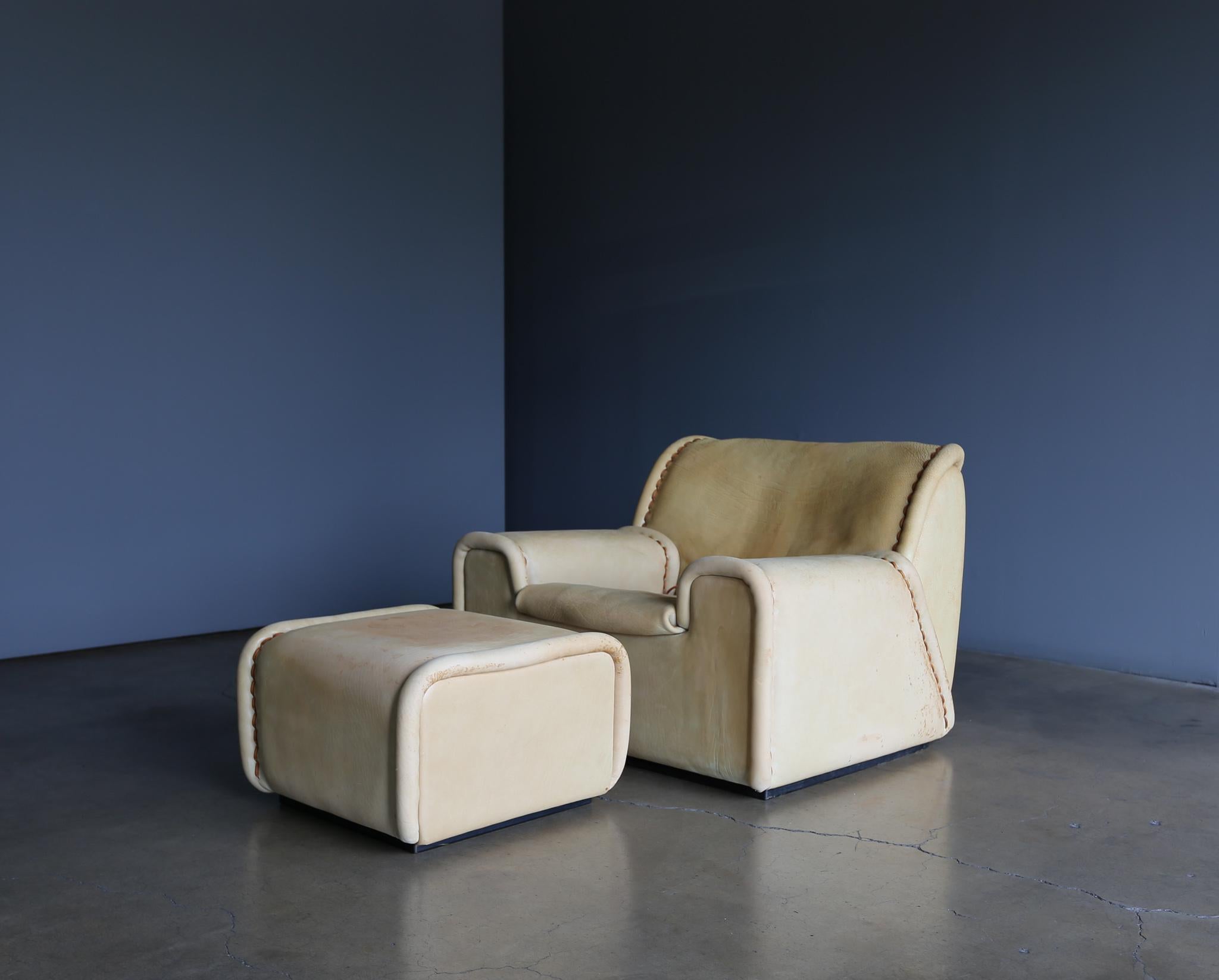 Ernst Lüthy "Sitting Bull" Lounge Chair and Ottoman for De Sede, 1982