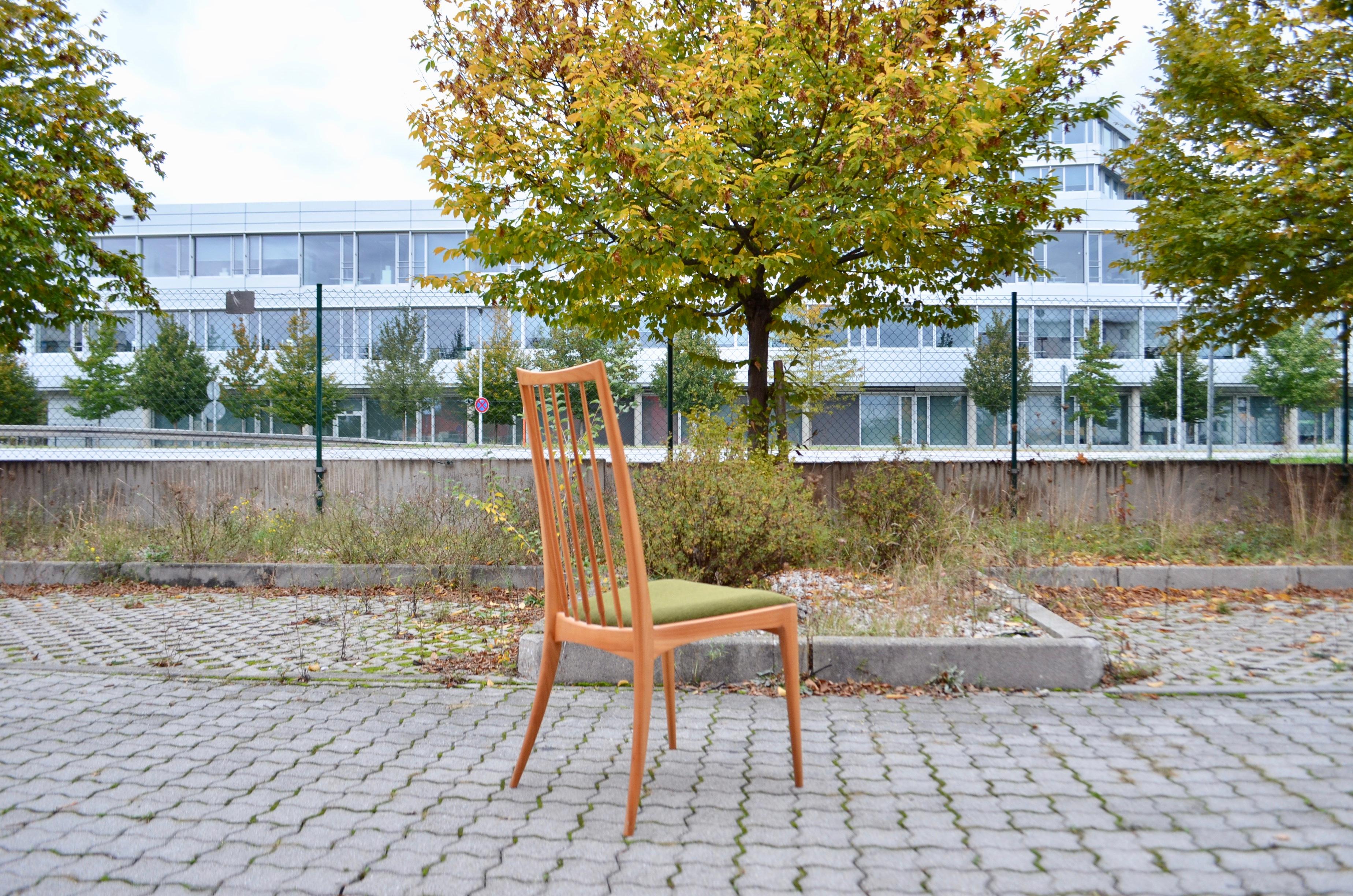 Fabric Ernst Martin Dettinger German Mid Century Dining Chair Lucas Schnaidt Set of 4 For Sale