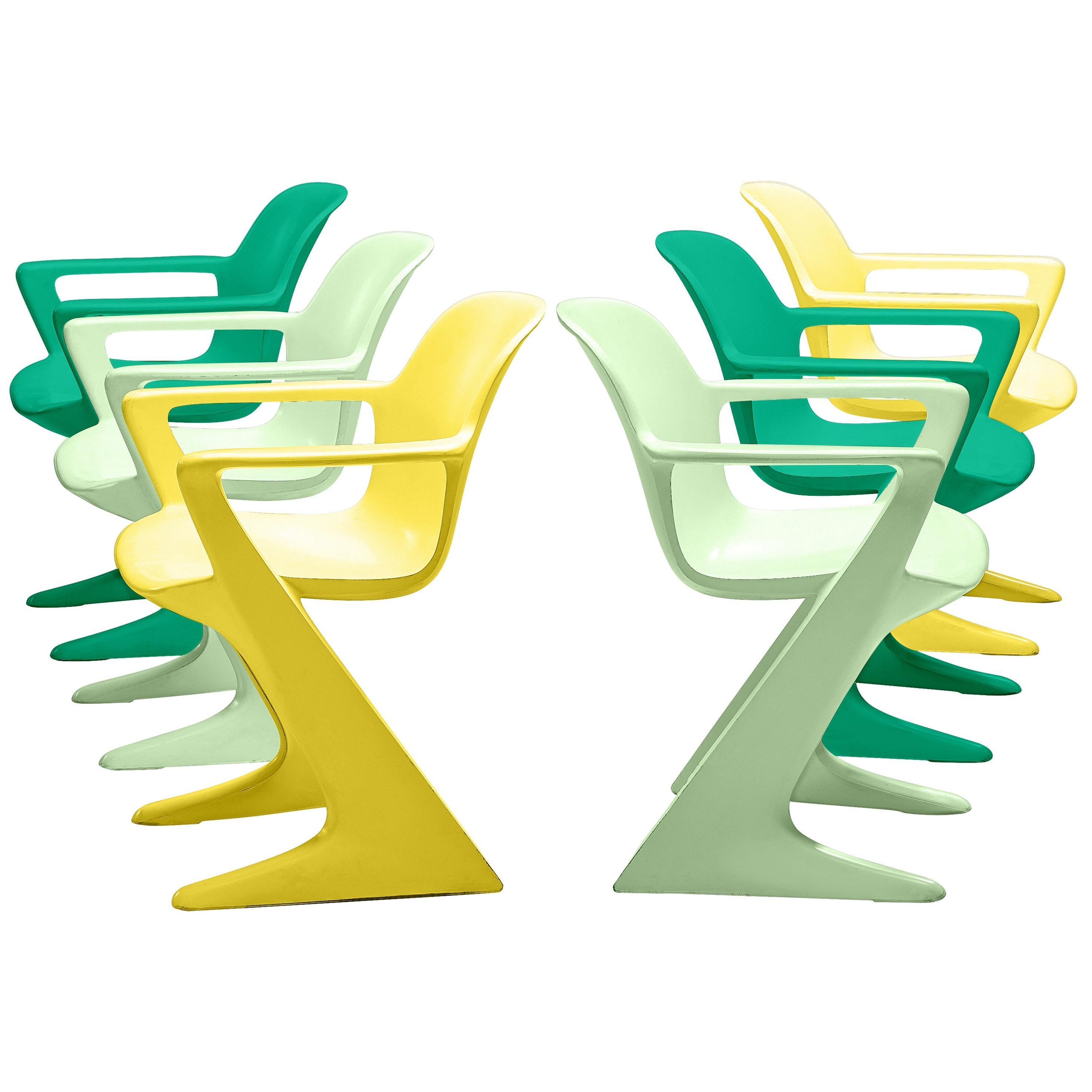Ernst Moeckl Set of Six Colorful Kangaroo Chairs For Sale