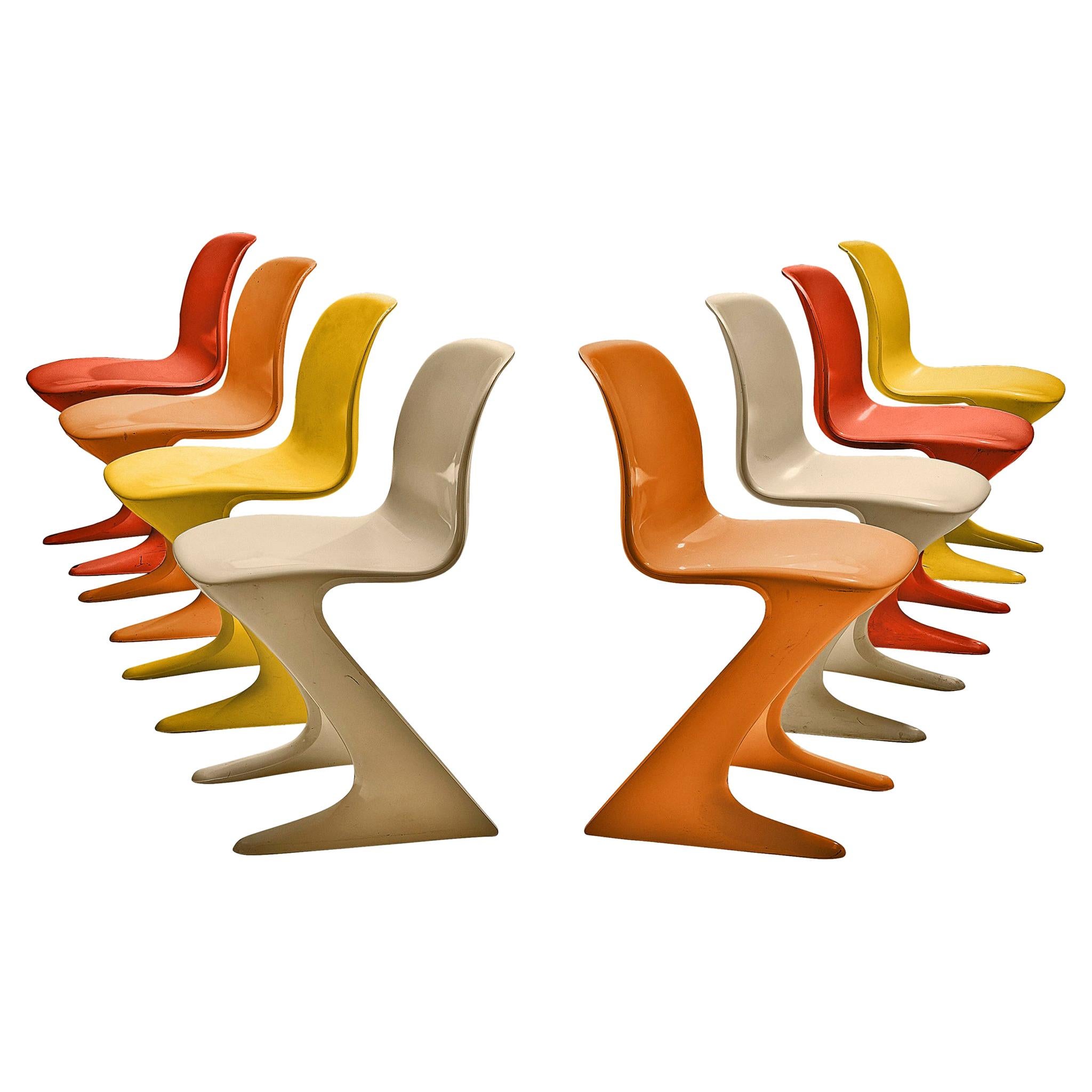 Ernst Moeckl Set of Eight Colorful 'Kangaroo' Chairs