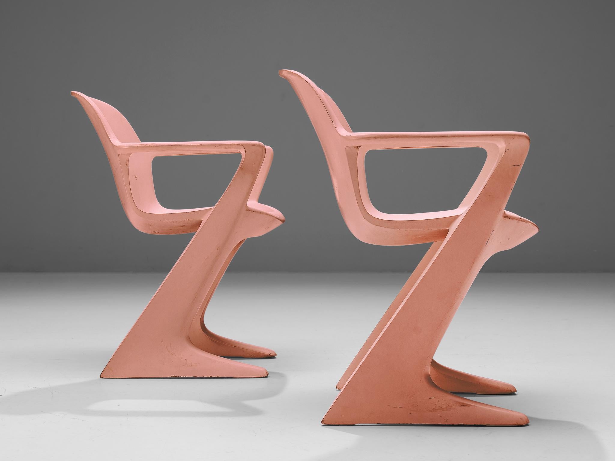 German Ernst Moeckl 'Kangaroo' Dining Chairs in Soft Pink For Sale