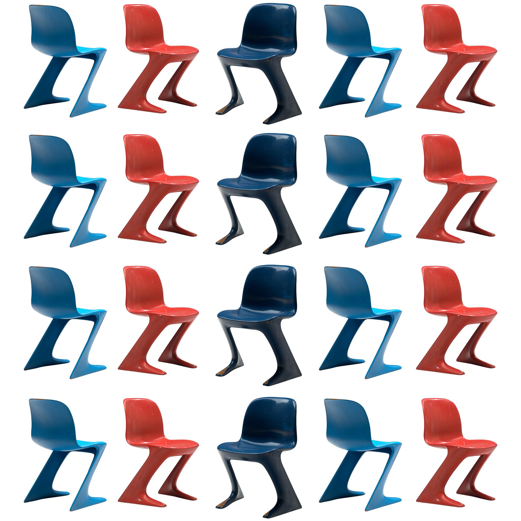 Ernst Moeckl Costumazible Large Set of Multicolored Kangaroo Chairs 