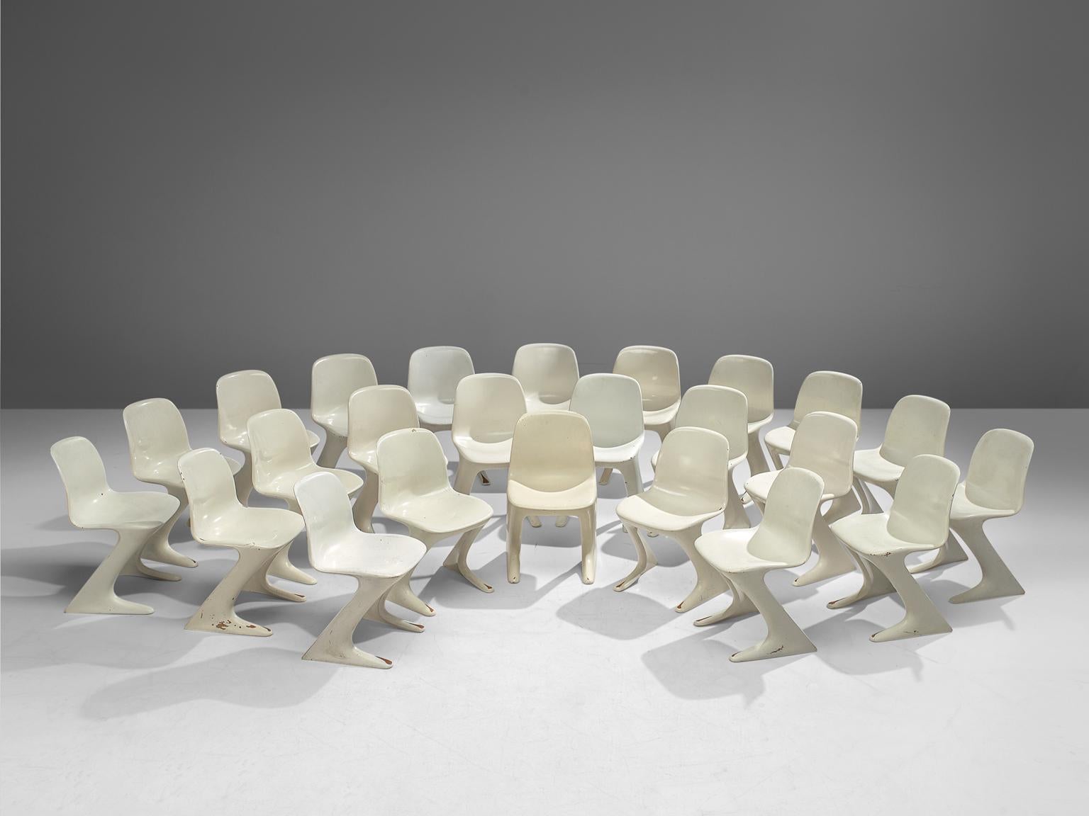 German Ernst Moeckl Large Set of Twenty-Four White Kangaroo Chairs, 1968