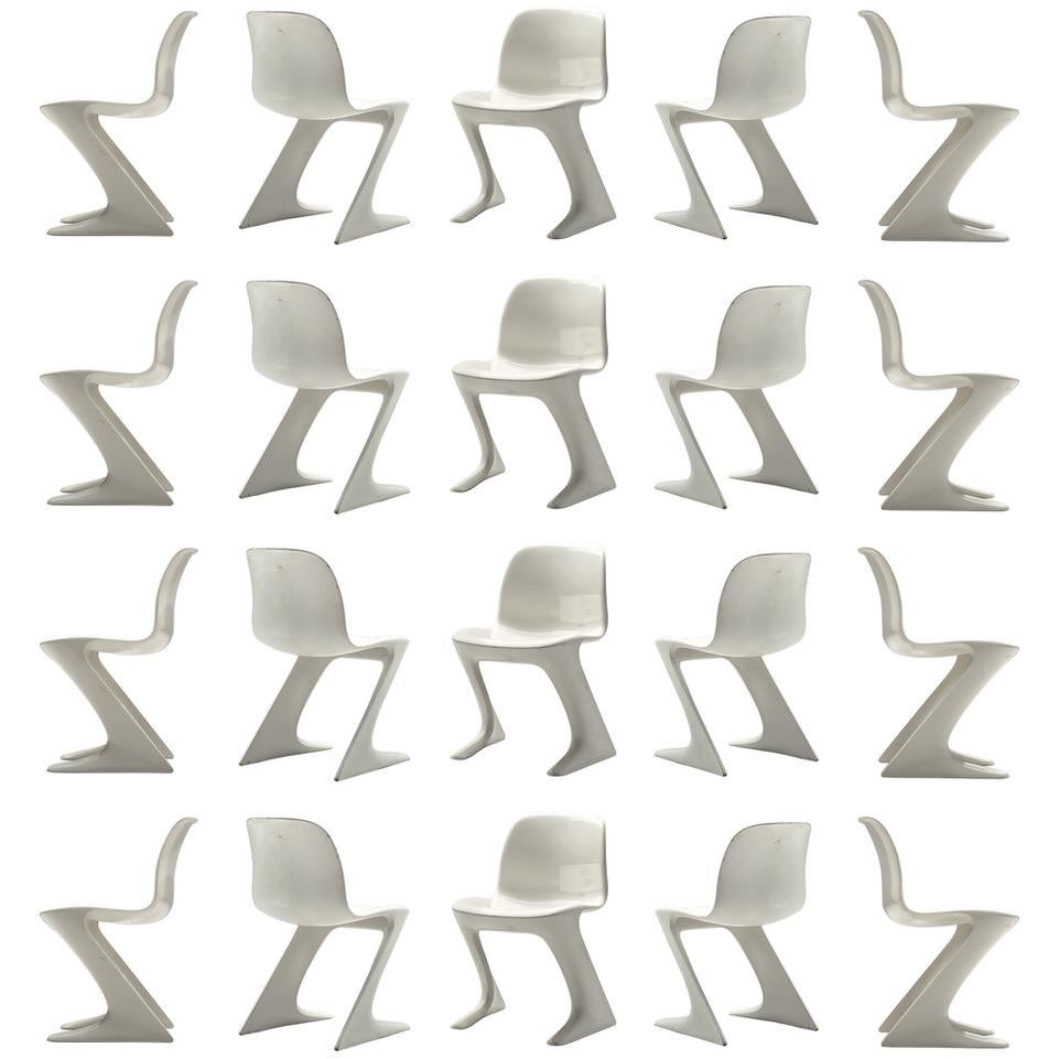 Ernst Moeckl Large Set of Twenty-Four White Kangaroo Chairs, 1968