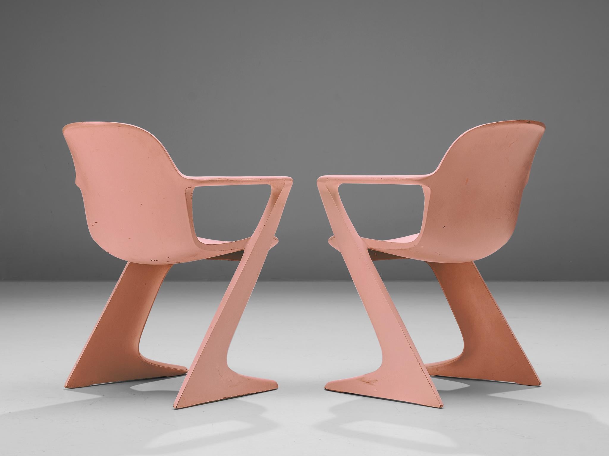 Mid-Century Modern Ernst Moeckl Set of Six 'Kangaroo' Dining Chairs in Soft Pink  For Sale