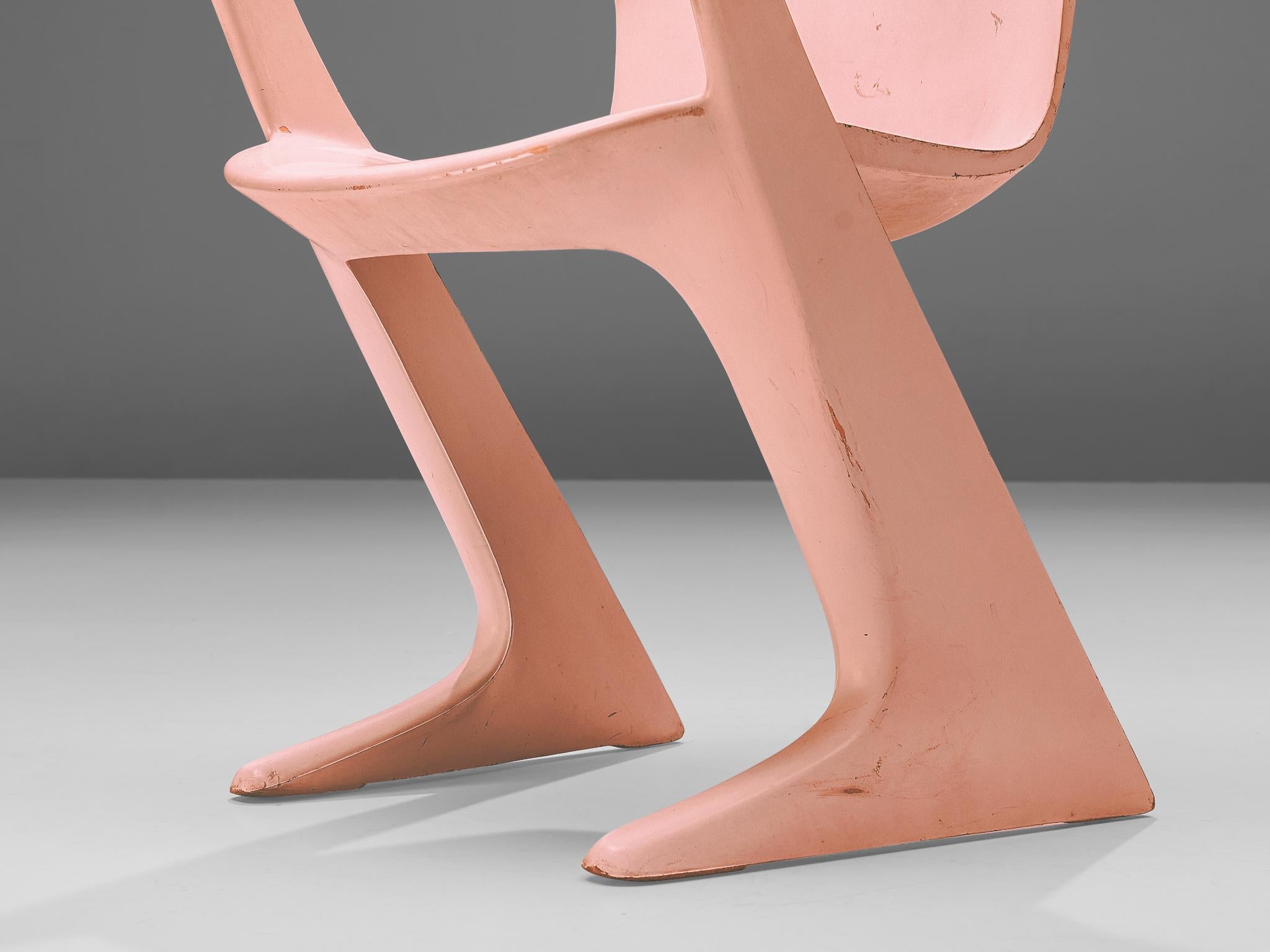 German Ernst Moeckl Set of Six 'Kangaroo' Dining Chairs in Soft Pink  For Sale