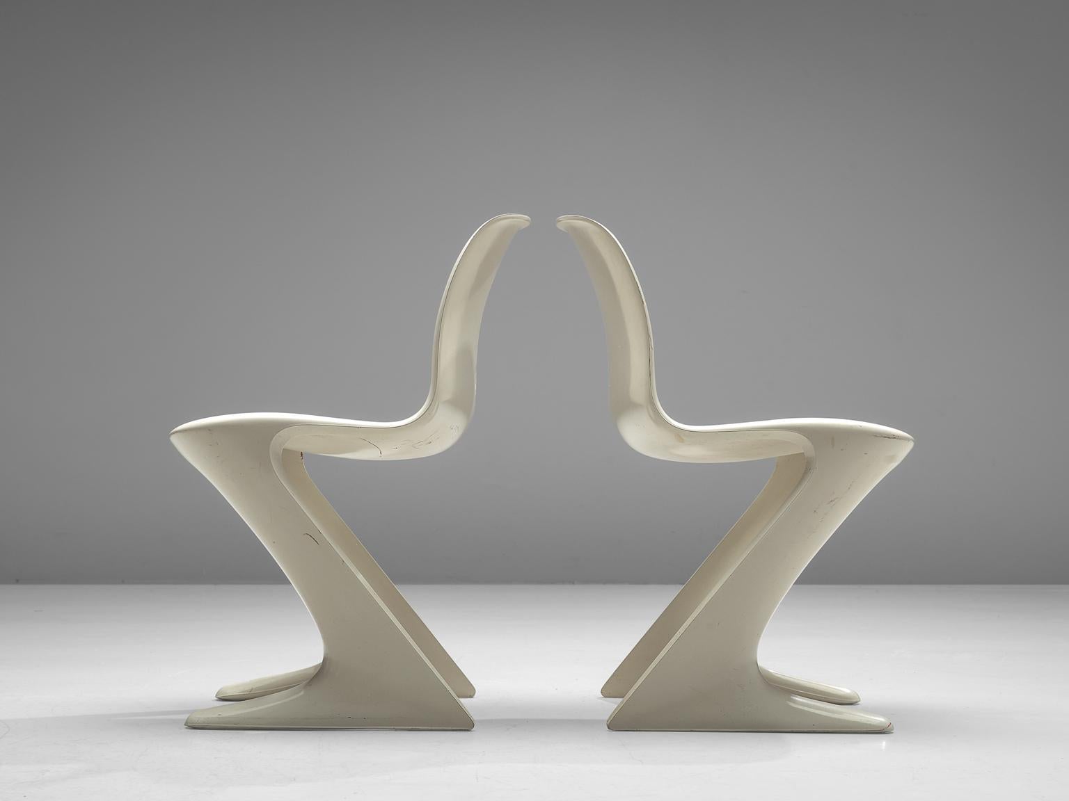 Mid-Century Modern Ernst Moeckl White Kangaroo Chairs in Fiberglass