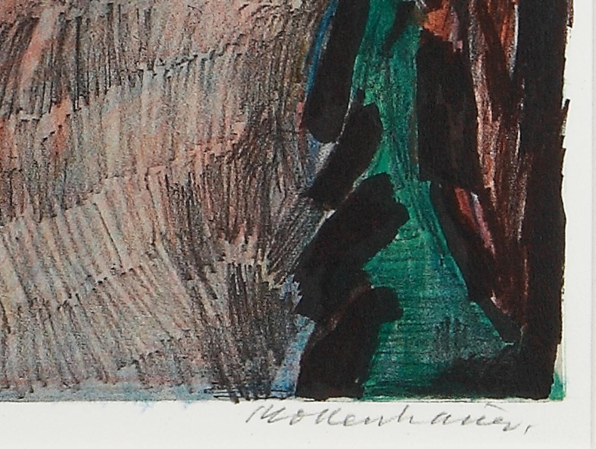 Lithograph in colors, 1957 by Ernst Mollenhauer ( 1892-1963 ), Germany. Signed lower right: Mollenhauer
Under glass in a silvered wooden frame. Sheet size: 18.9 x 24.21 in ( 48 x 61,5 cm )
