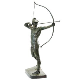 The Archer Large Classical Male Nude Bronze Sculpture by Ernst Moritz Geyger