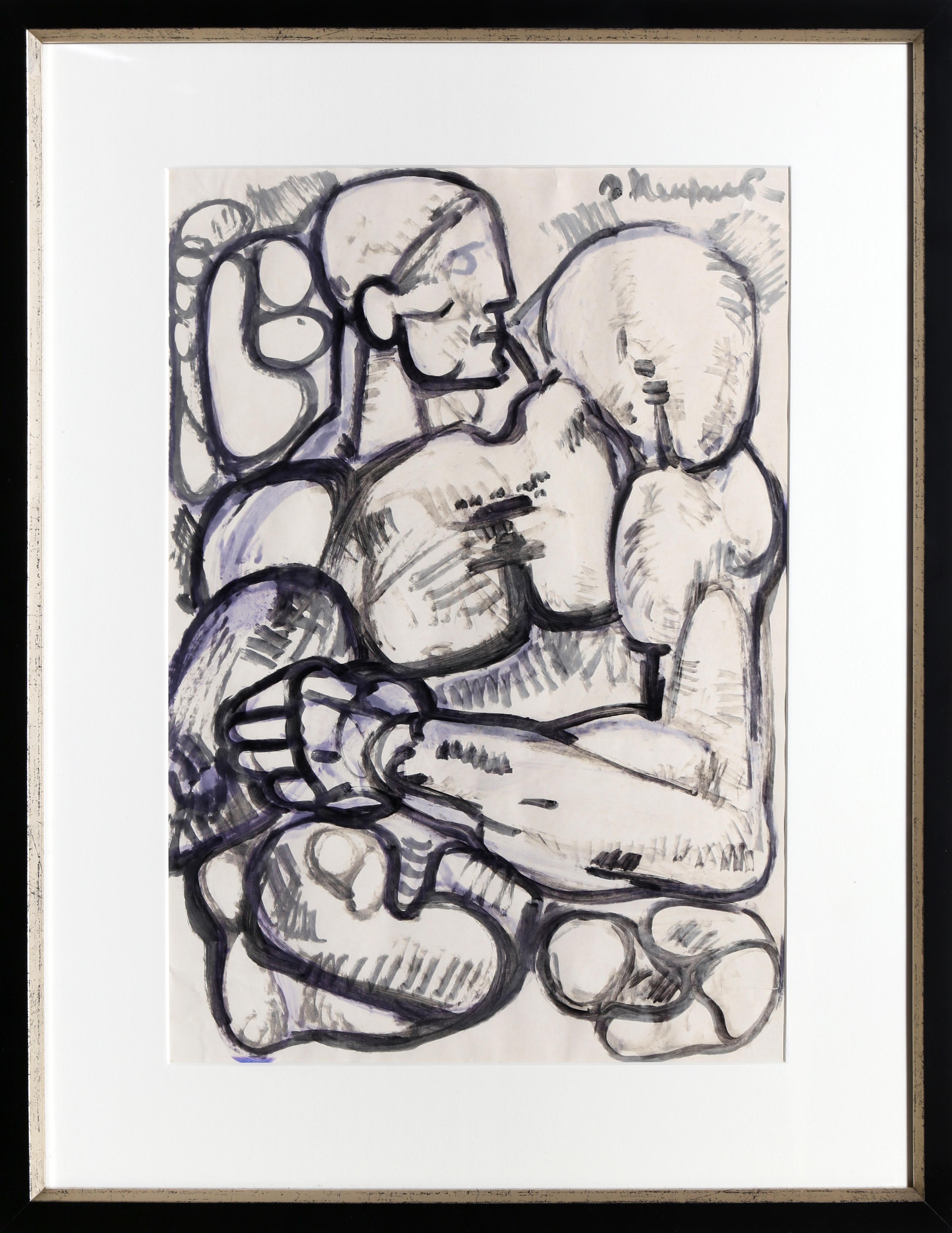 Étude pour une sculpture d'Ernst Neizvestny, russe (1926-2016)
Encre et pinceau sur papier, signé en haut à droite
Taille : 17.5 x 12 in. (44.45 x 30.48 cm)
Taille du cadre : 22.75 x 16.75 pouces