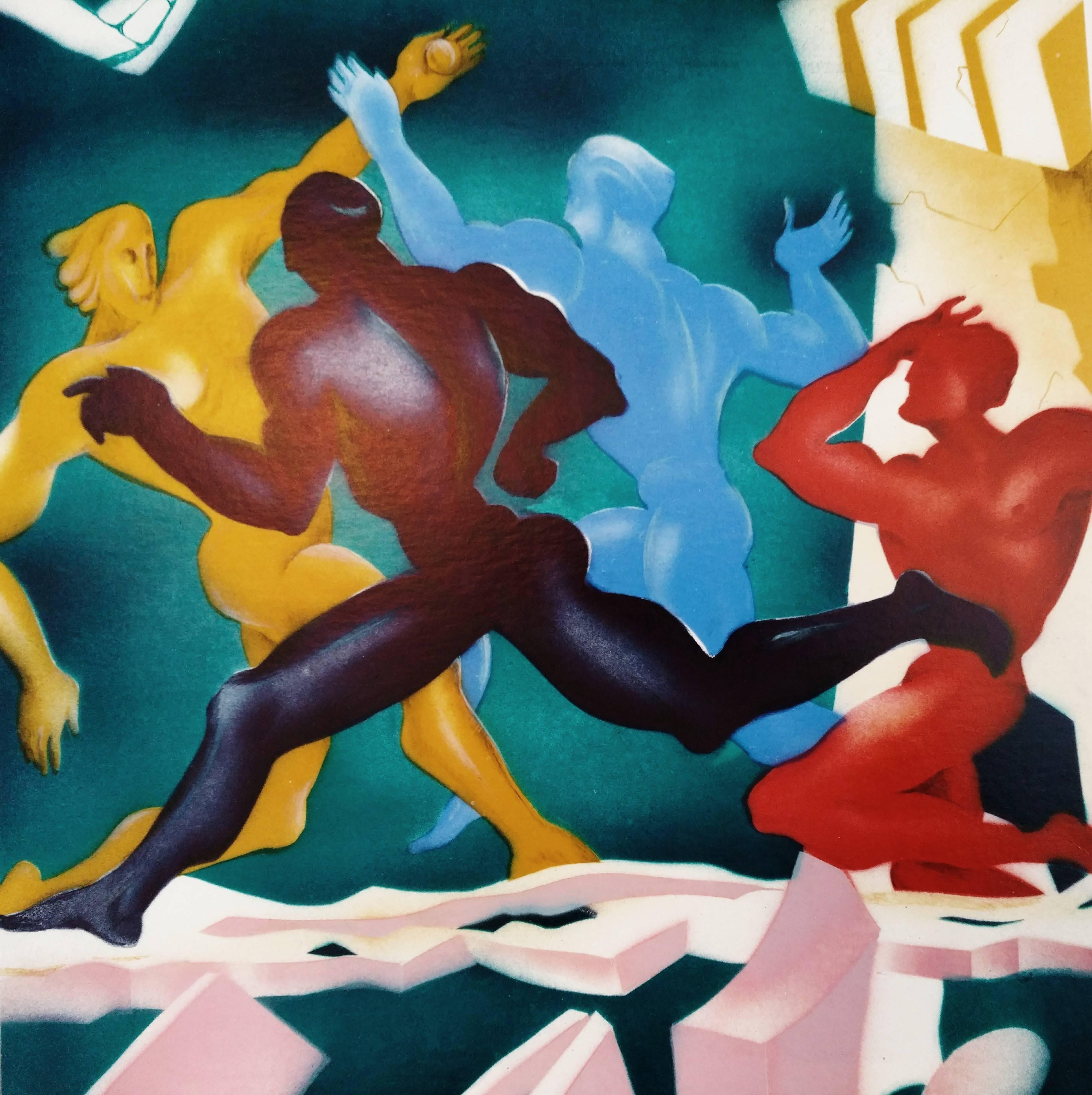 Ernst Neizvestny Figurative Print - Lithograph Screenprint Male Heroic Figures