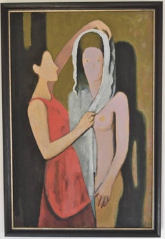 "der Brautschleier" The Bridal Veil. Oil Painting