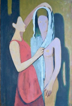 Retro "der Brautschleier" The Bridal Veil. Oil Painting
