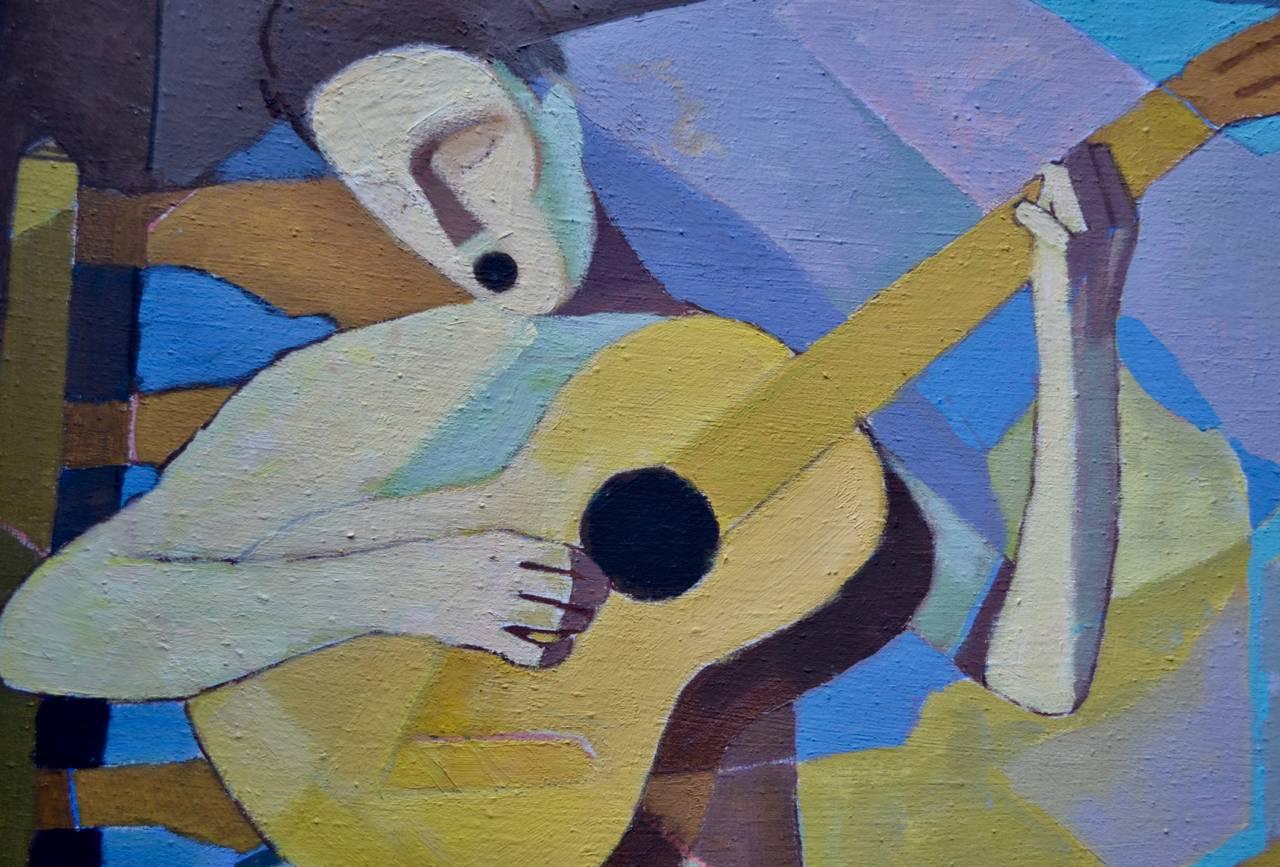 'Die singende Lautenspielerin' - Singing Lutenist, undated [circa 1964],
Oil on furnishing linen, signed 'EN', titled to stretcher, numbered F41 and with paper label 193 to stretcher
Image 23