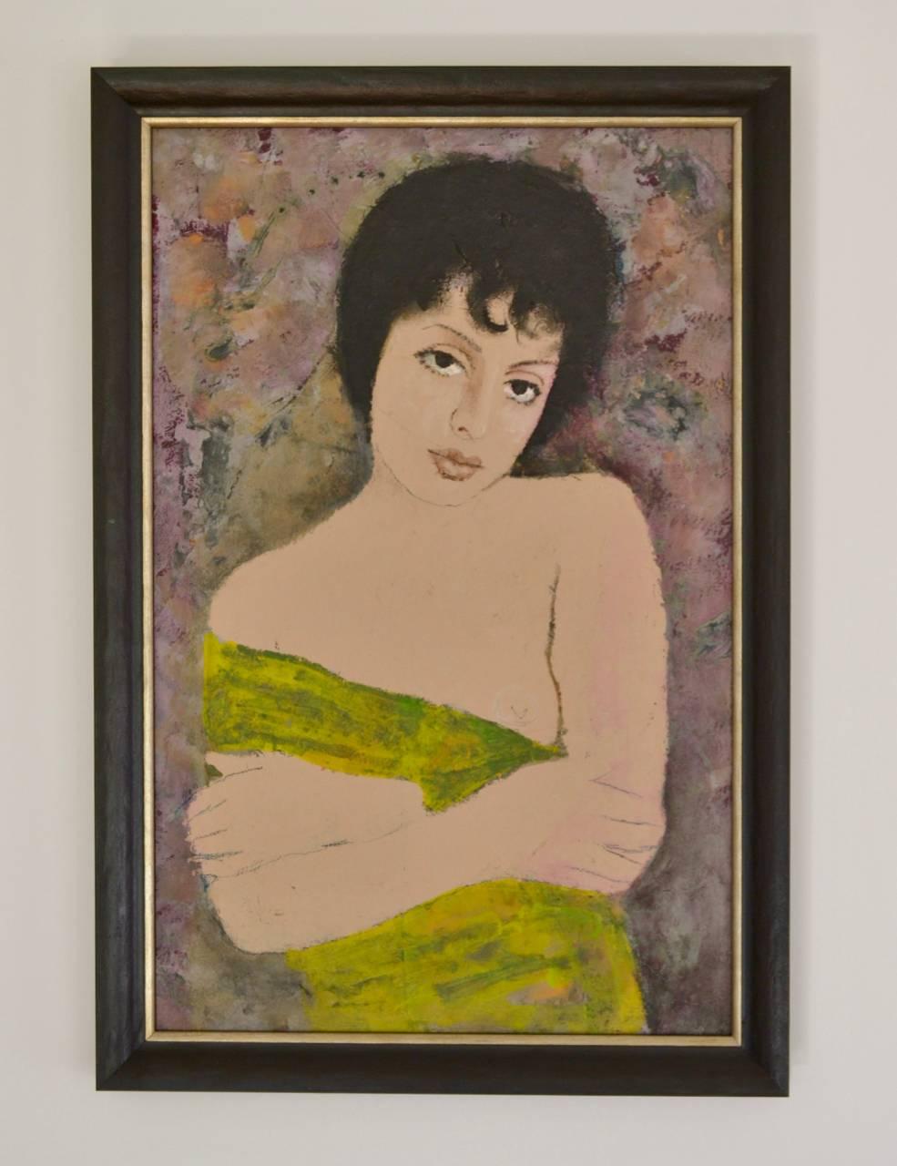 Portrait Of A Girl - Modern, Oil Paint, Portrait Painting by Ernest Neuschul 2