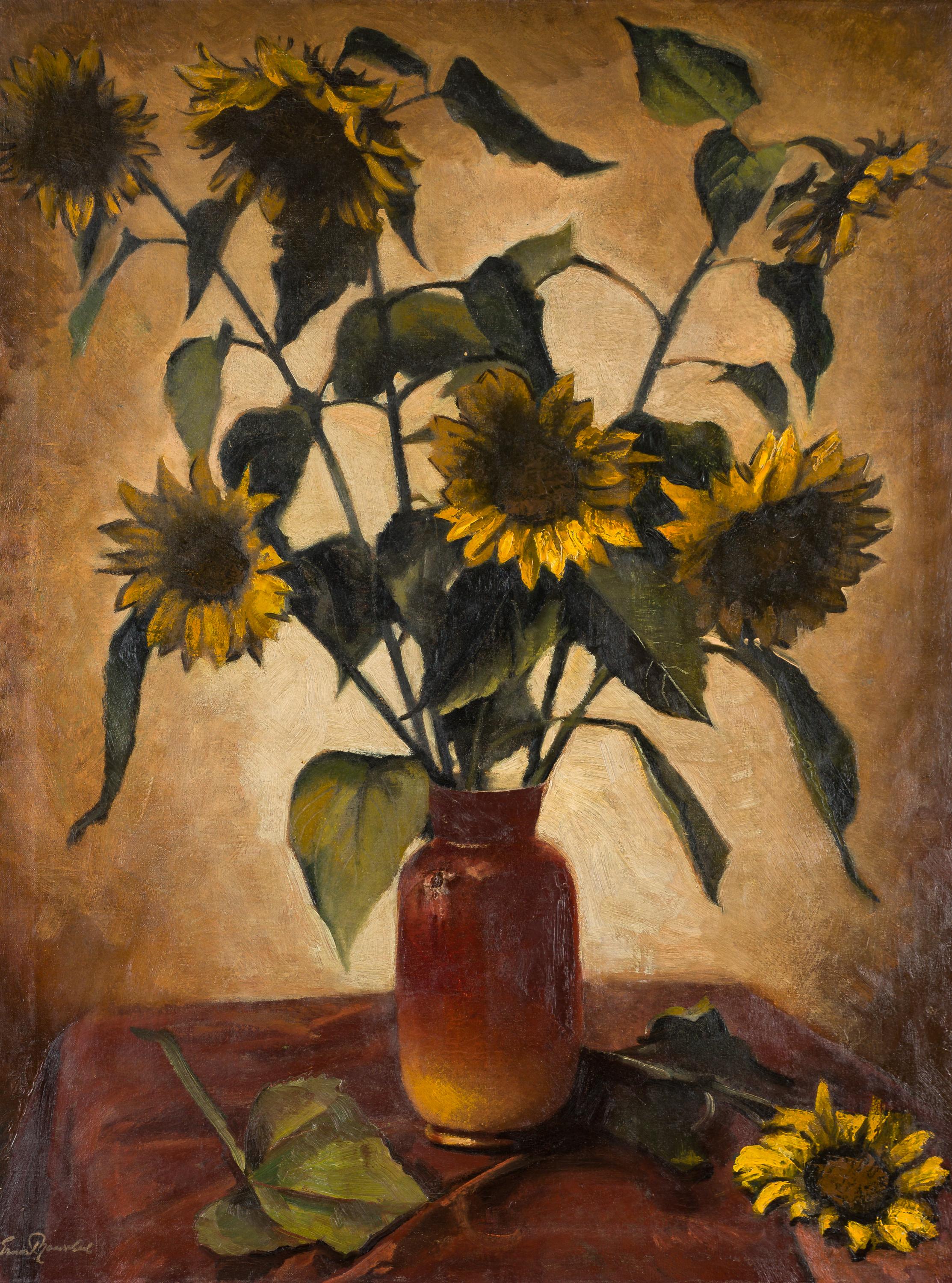 Ernst Neuschul Still-Life Painting - Sunflowers