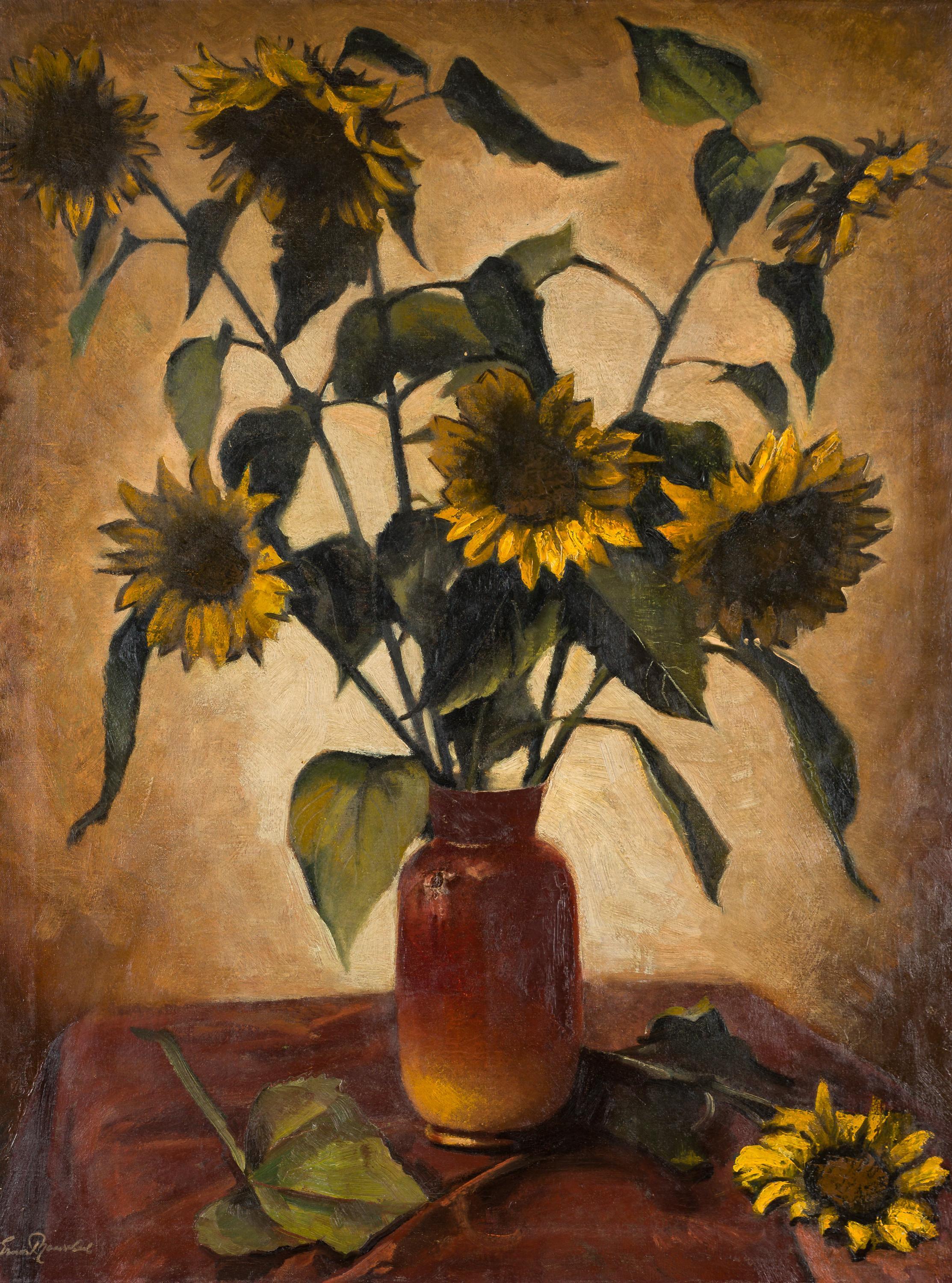 Still-Life Painting de Ernst Neuschul - Girasoles