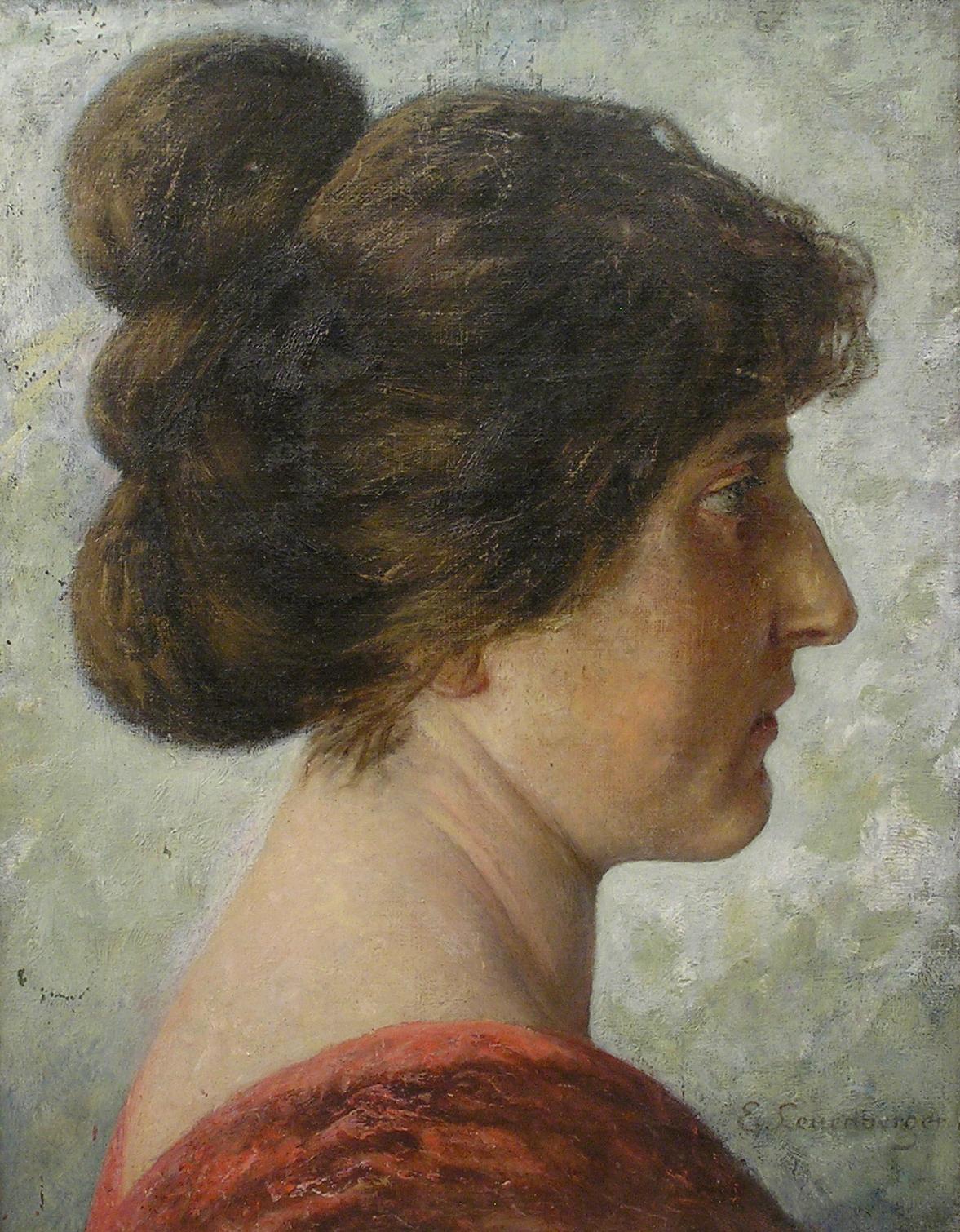 Art Nouveau - Portrait of a Woman - Oil painting - Switzerland - Painting by Ernst Otto Leuenberger