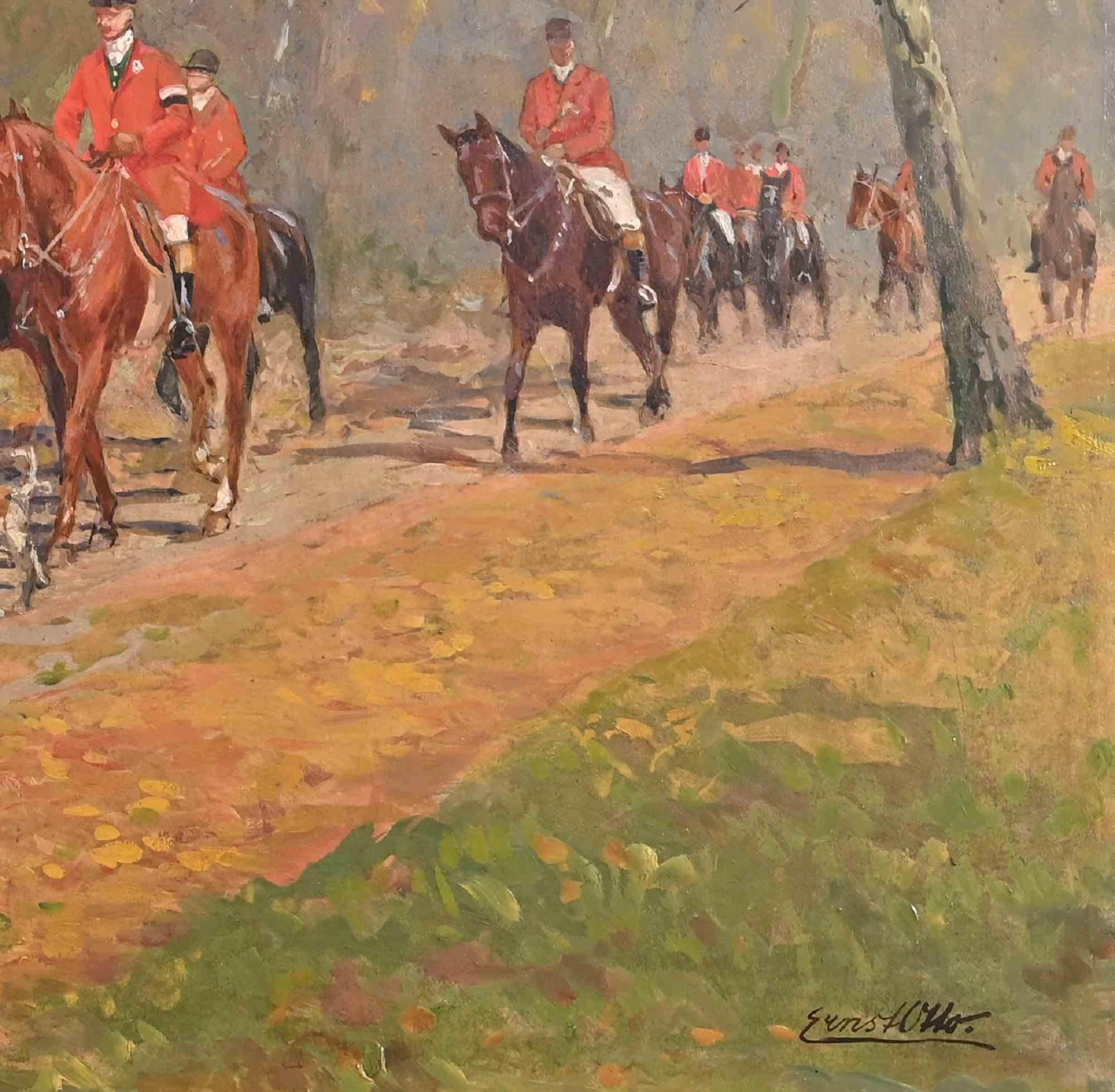 Hunting Trip - Oil Painting by Ernst Otto - Mid 20th Century 1