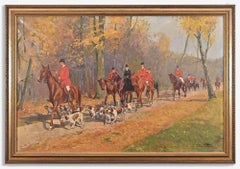 Hunting Trip - Original Oil Painting by Ernst Otto - Mid 20th Century