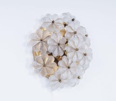 Ernst Palme crystal and brass flowerlamp, 1970s