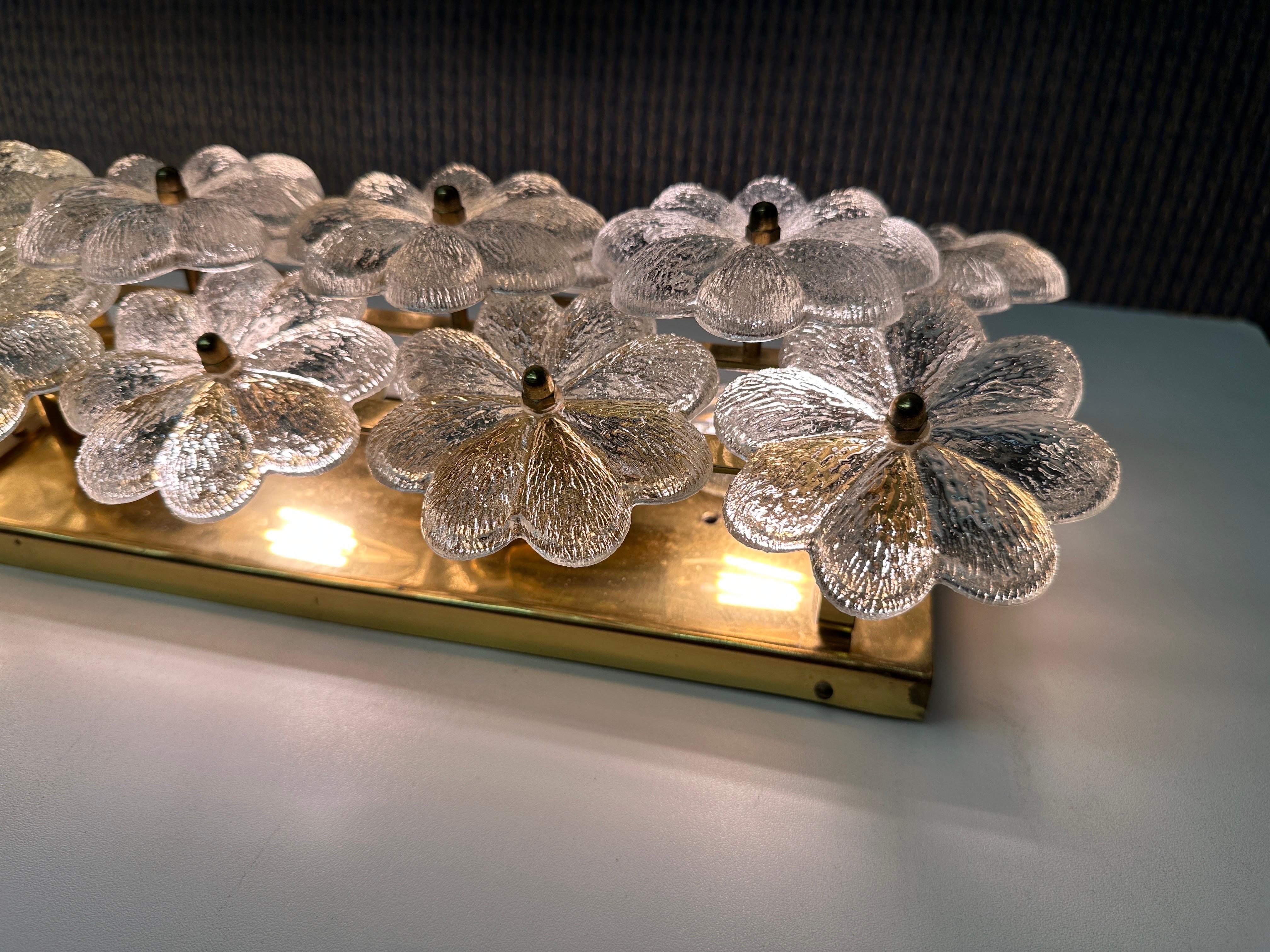 Ernst Palme Extra Long Floral Glass Sconce For Sale 2