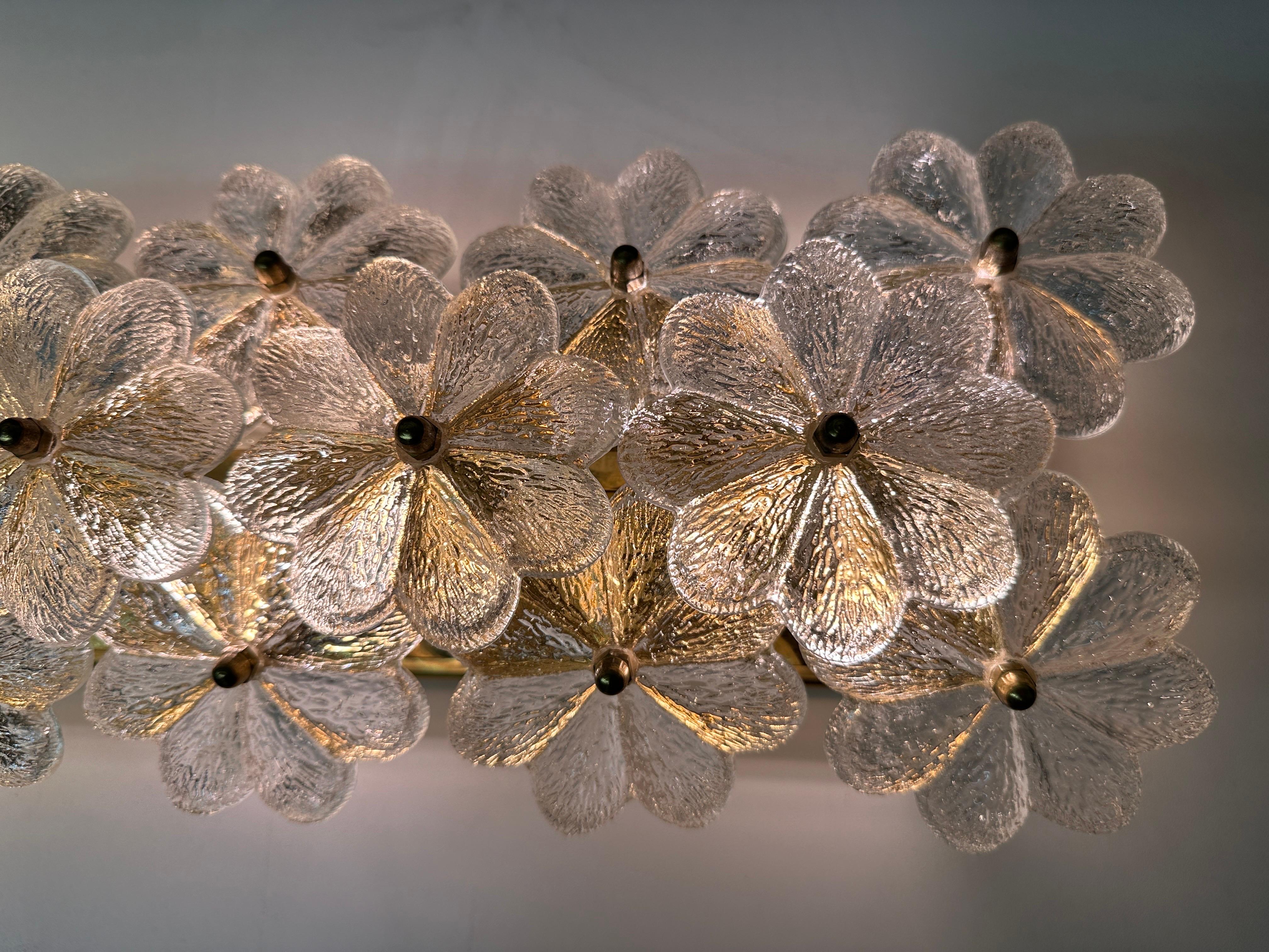 Ernst Palme Extra Long Floral Glass Sconce For Sale 3
