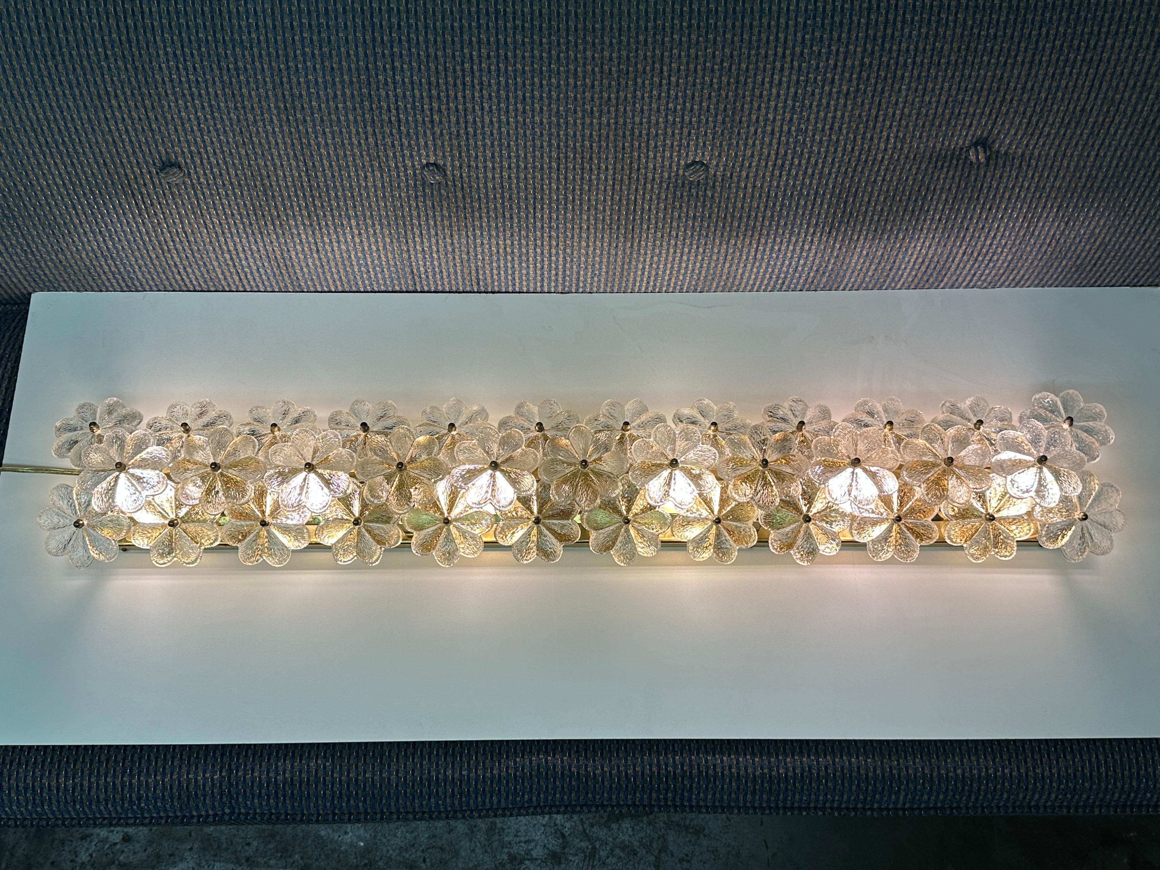 German Ernst Palme Extra Long Floral Glass Sconce For Sale