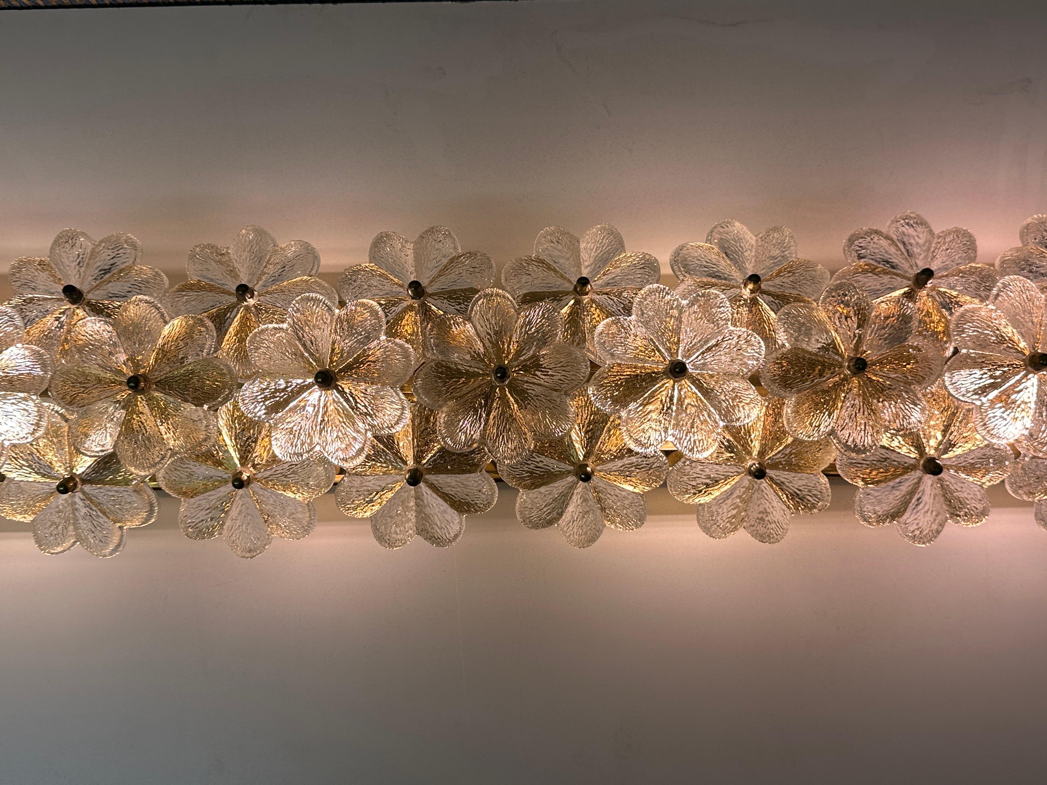 Ernst Palme Extra Long Floral Glass Sconce In Good Condition For Sale In North Hollywood, CA