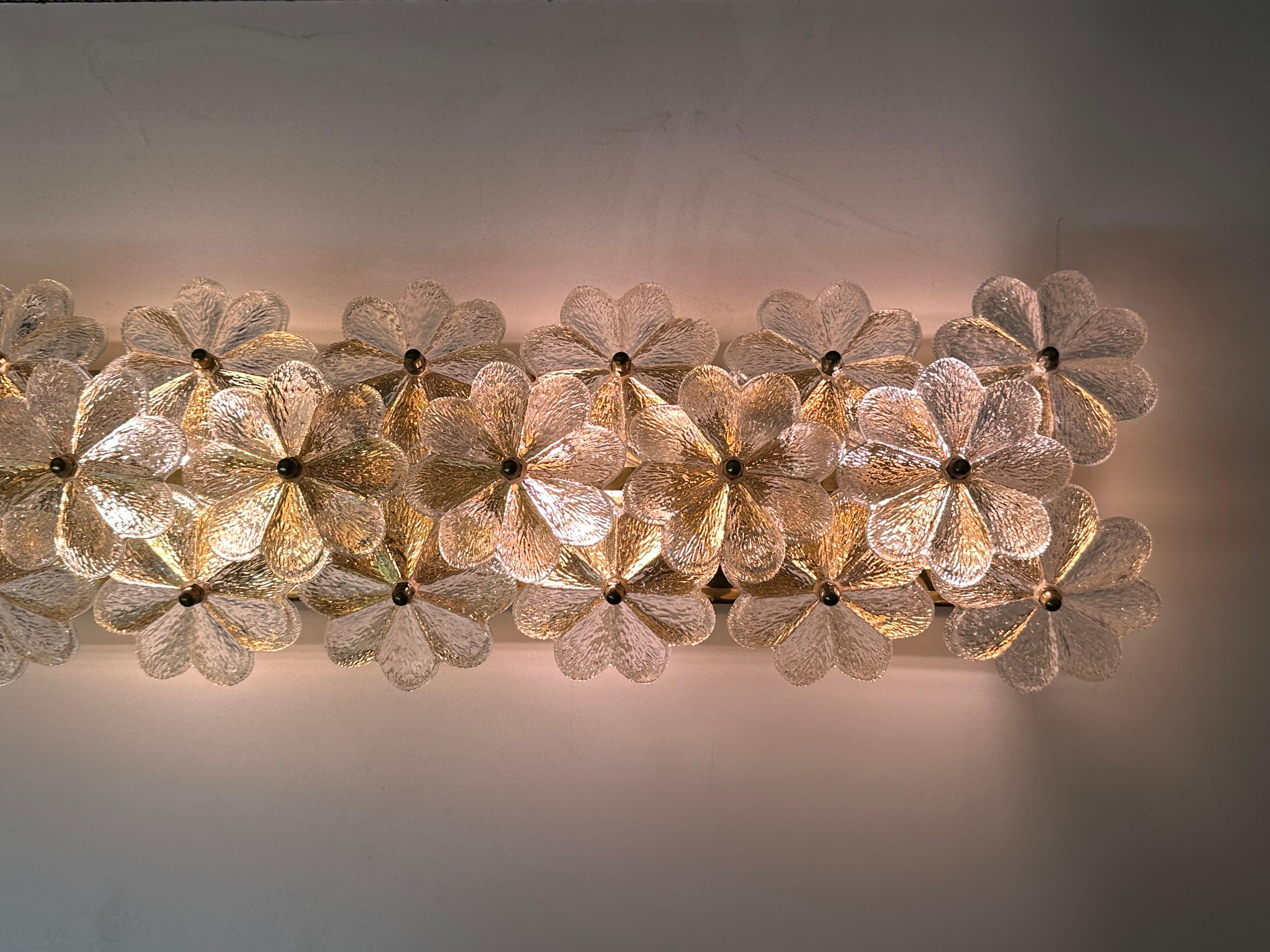 Late 20th Century Ernst Palme Extra Long Floral Glass Sconce For Sale