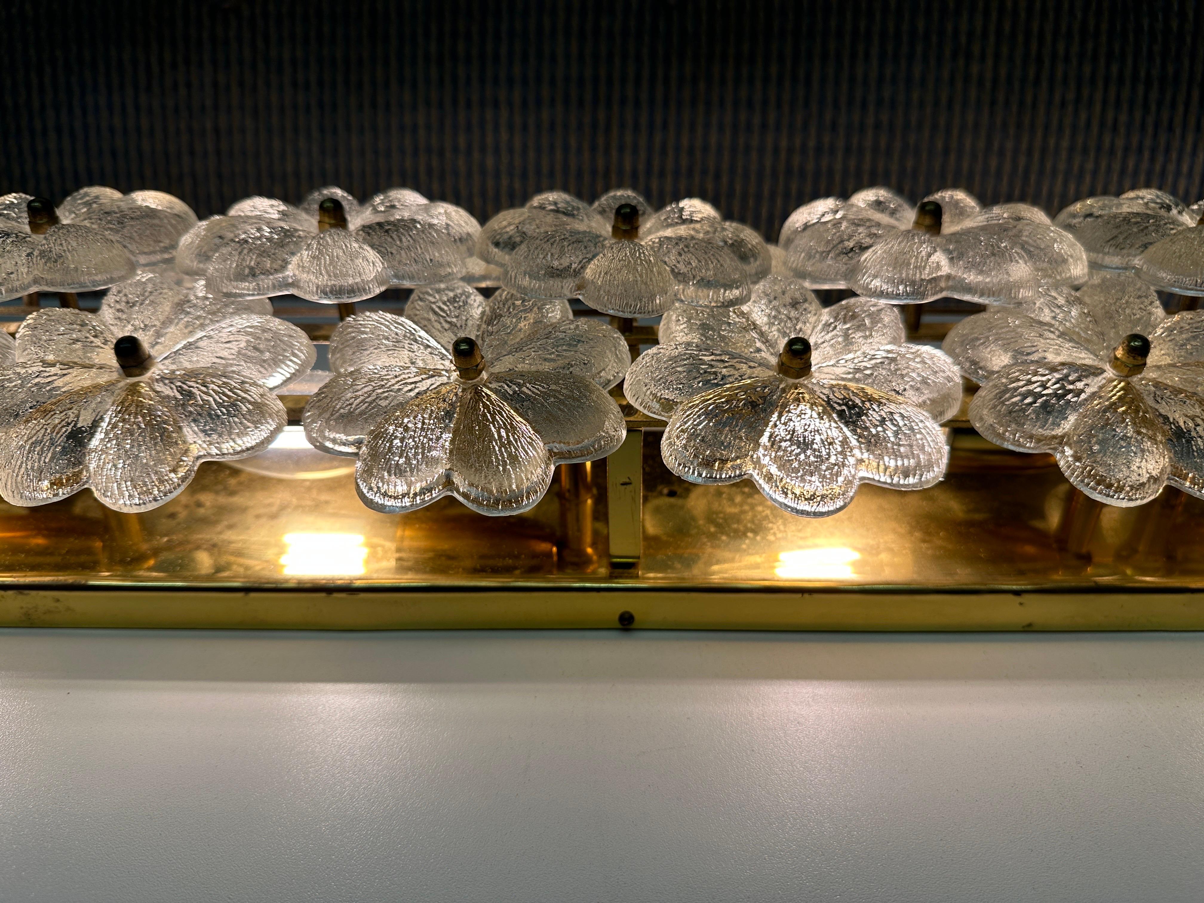 Ernst Palme Extra Long Floral Glass Sconce For Sale 1