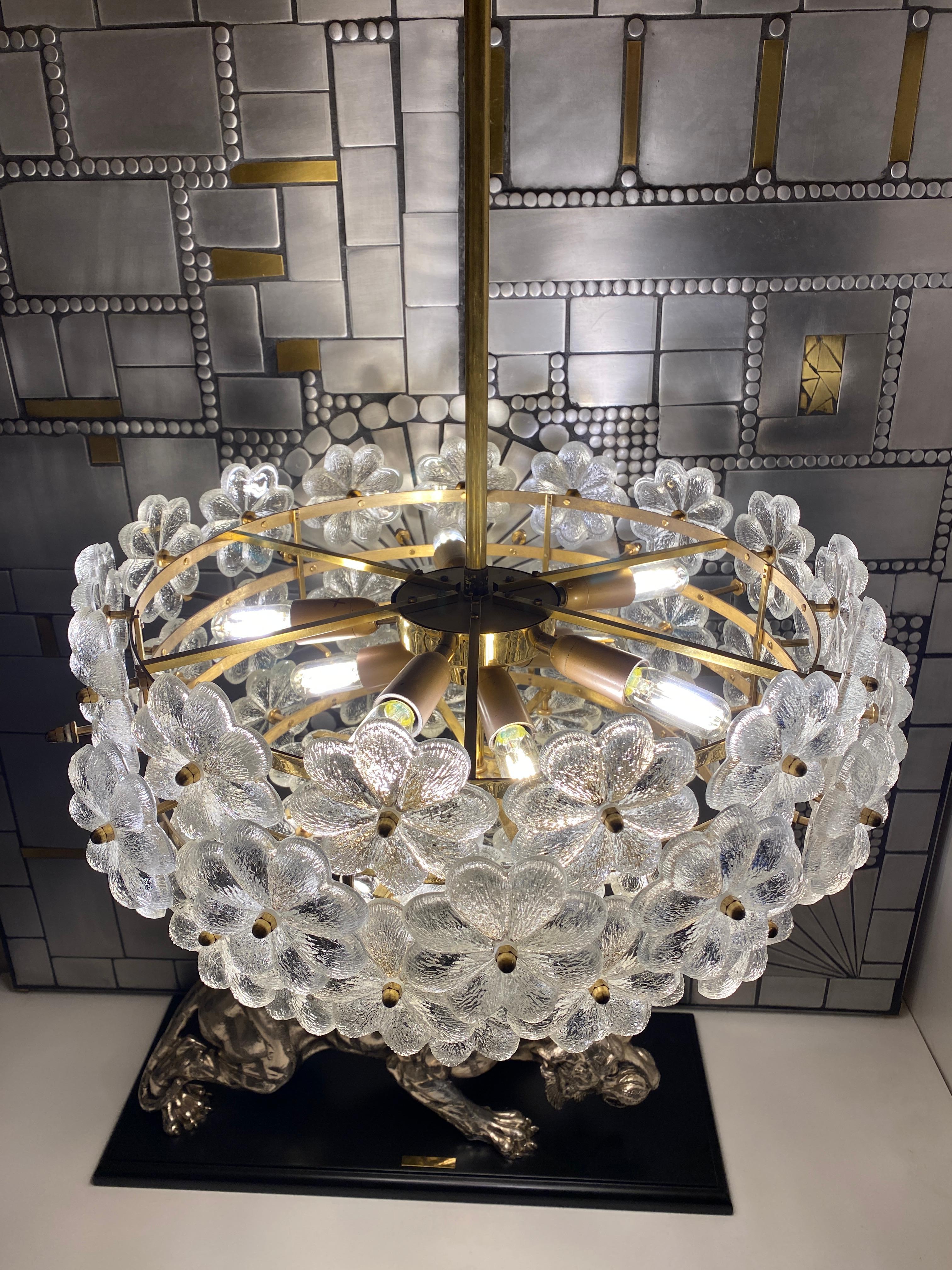 Ernst Palme Floral Glass Sputnik Chandelier For Sale 3