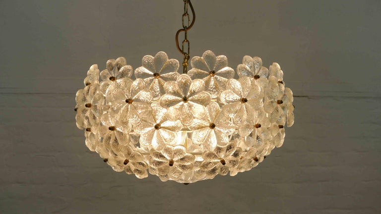 Midcentury Large and Stunning Glass Chandelier by Ernst Palme Glassflowers  60s at 1stDibs