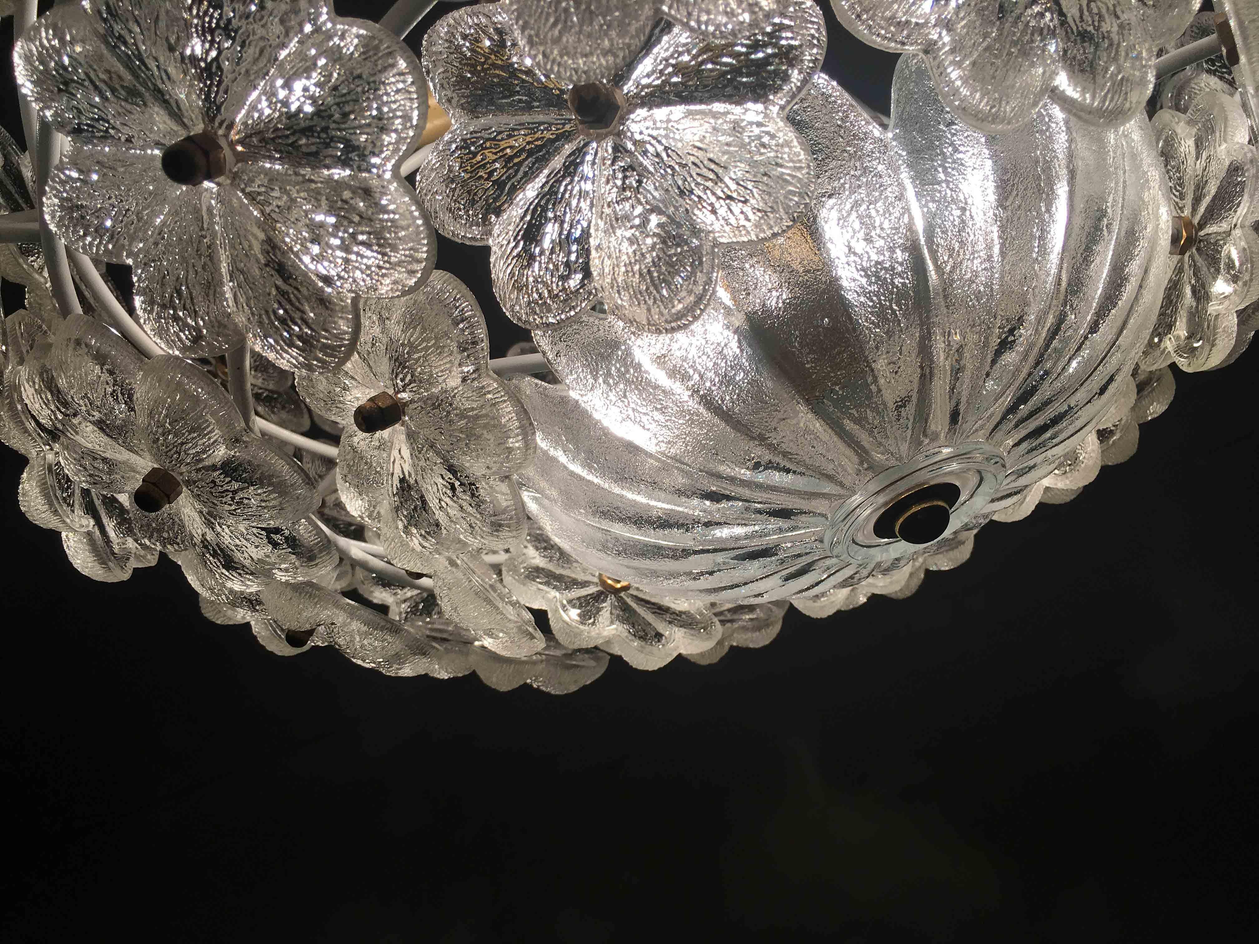 Midcentury Large and Stunning Glass Chandelier by Ernst Palme Glassflowers 60s  8