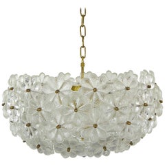 Midcentury Large and Stunning Glass Chandelier by Ernst Palme Glassflowers 60s 