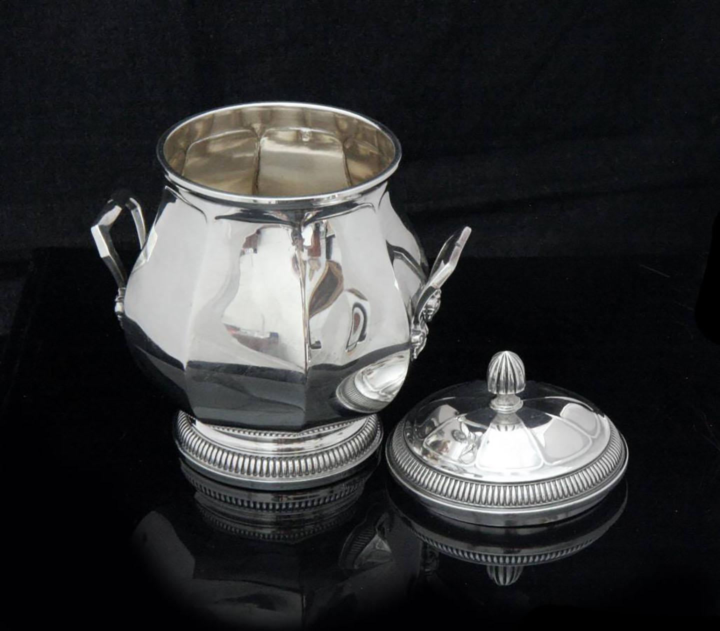 20ième siècle Service à thé Art Déco français original de 5 pièces Ernst Prost & Caron en argent sterling 950 ! en vente
