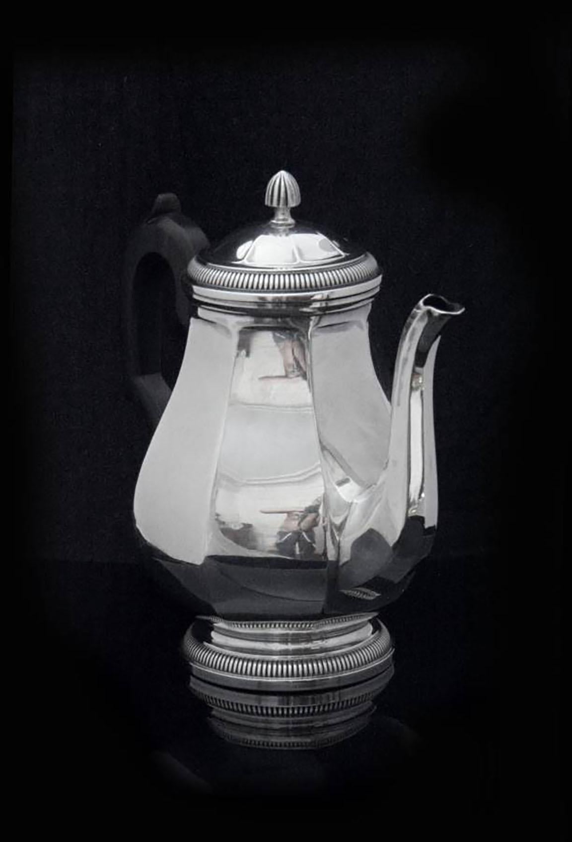 Argent sterling Service à thé Art Déco français original de 5 pièces Ernst Prost & Caron en argent sterling 950 ! en vente