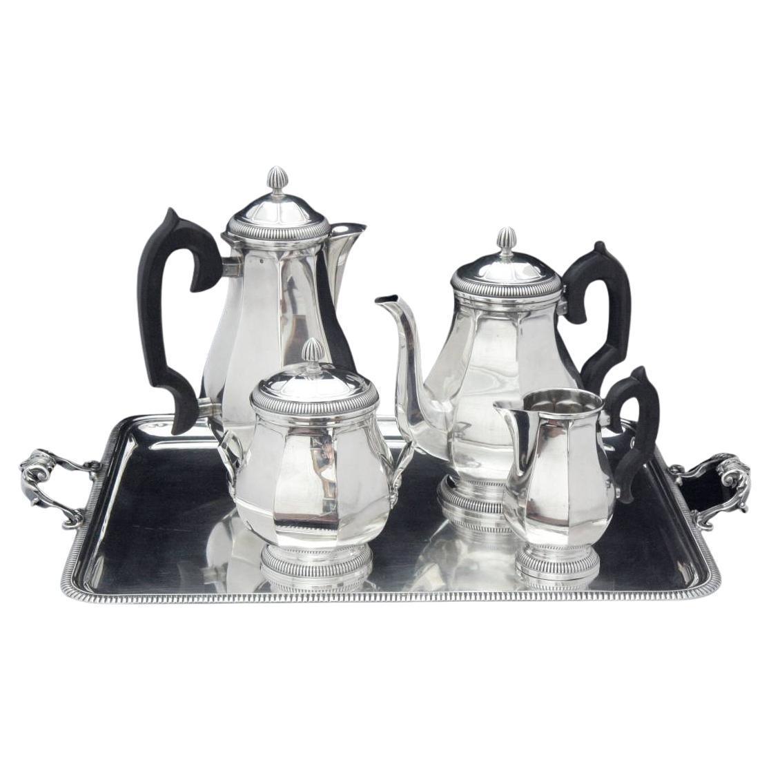 Ernst Prost & Caron - 5pc Original French Art Deco 950 Sterling Silver Tea Set !