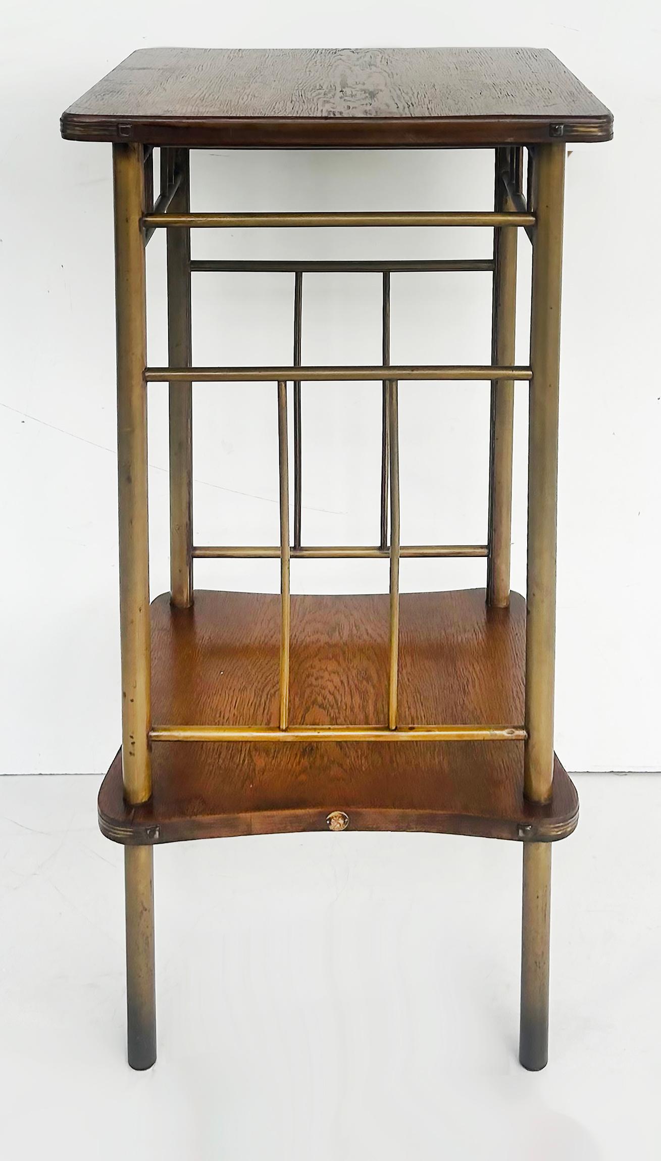 Pedestal de madera y latón Ernst Rockhausen de la artesanía alemana Alemán en venta