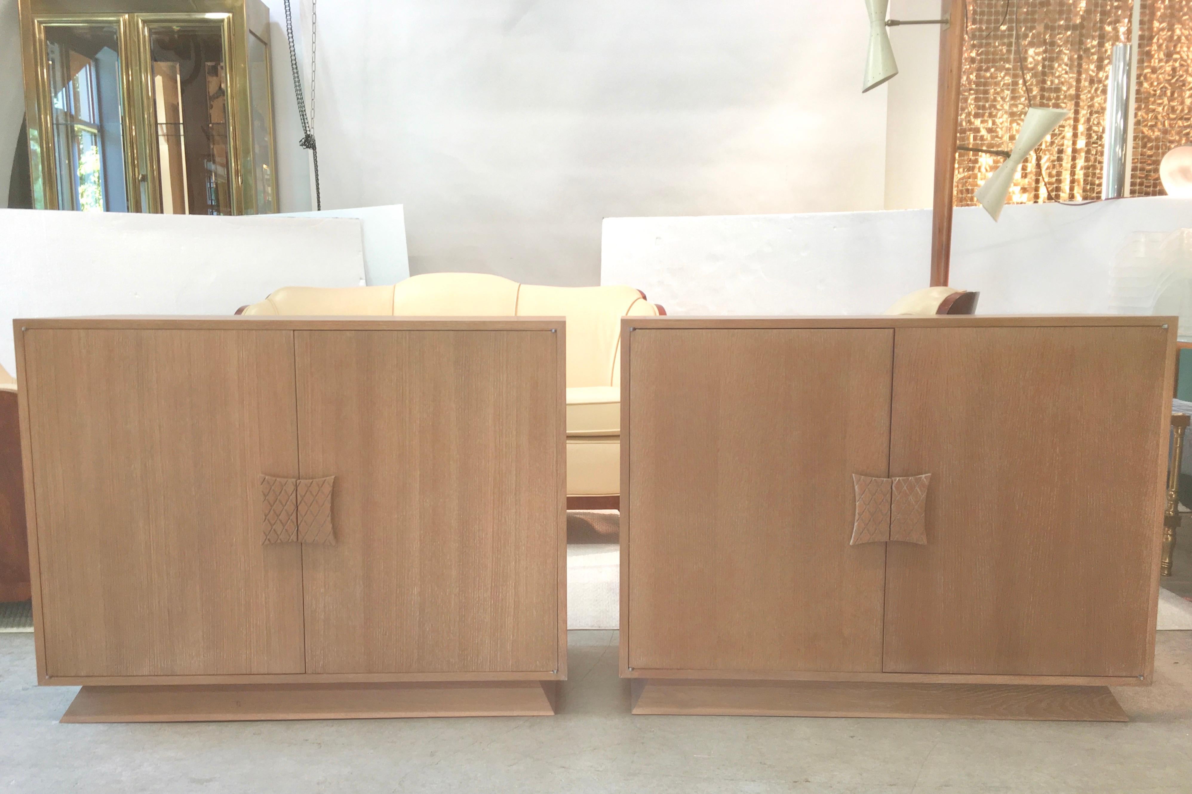 Mid-Century Modern Ernst Schwadron Limed Oak Cabinet For Sale