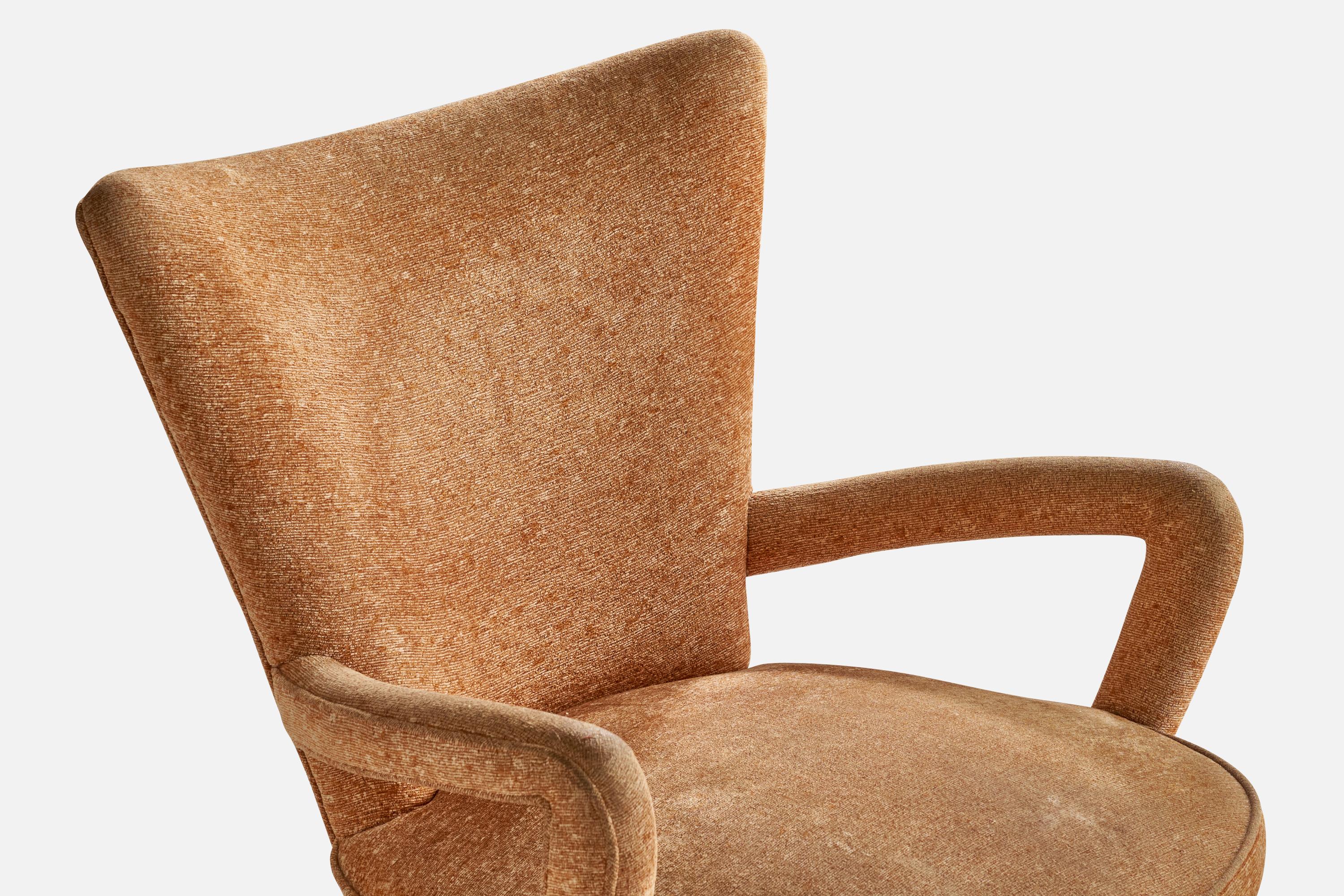 Ernst Schwadron, Lounge Chair, Fabric, Walnut, USA, 1940s For Sale 1