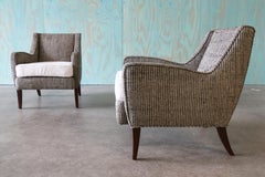 Ernst Schwadron Style Black and White Wool Boucle Lounge Chair Pair