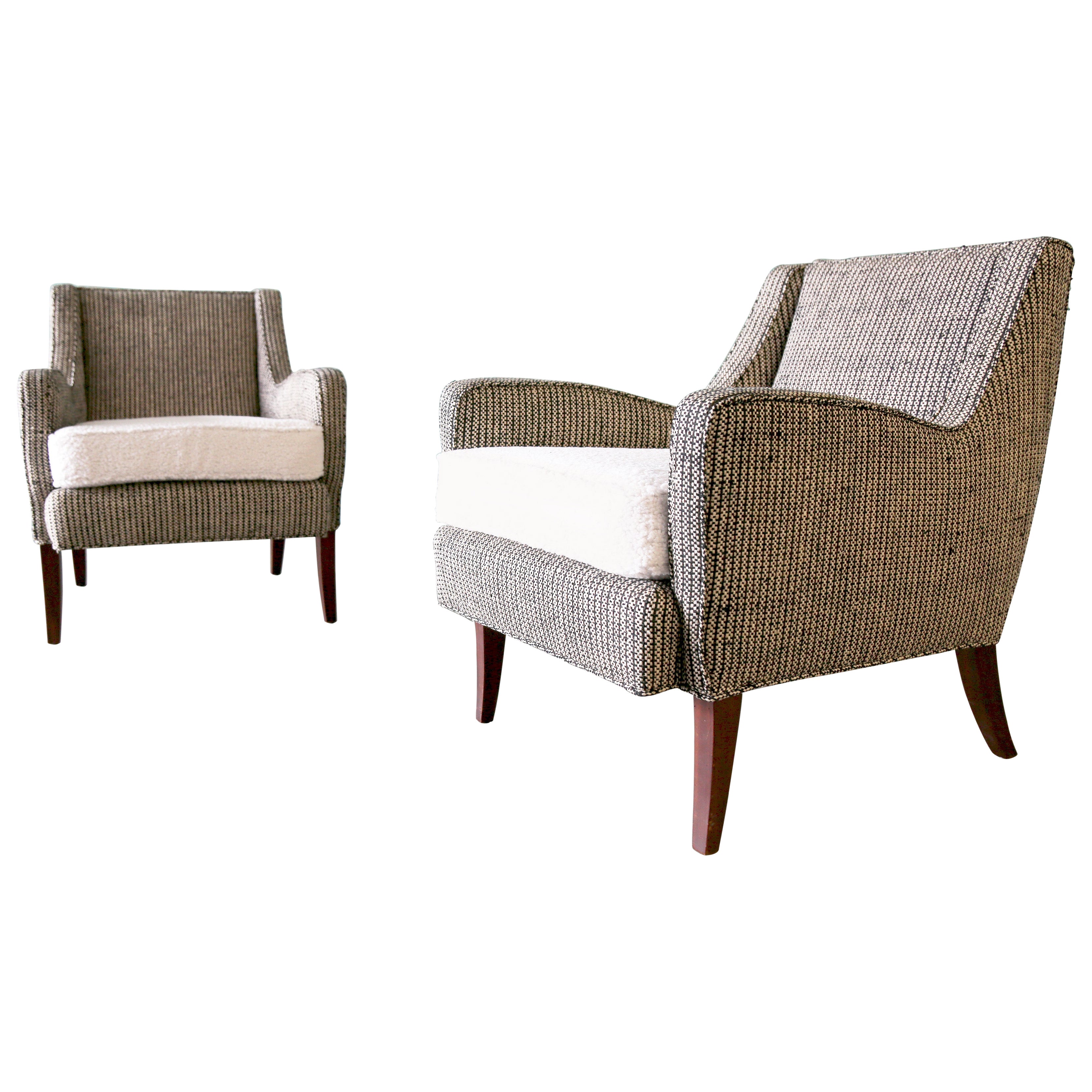 Ernst Schwadron - Sedia da salotto in bouclé di lana bianca e nera - Coppia di sedie da salotto in vendita