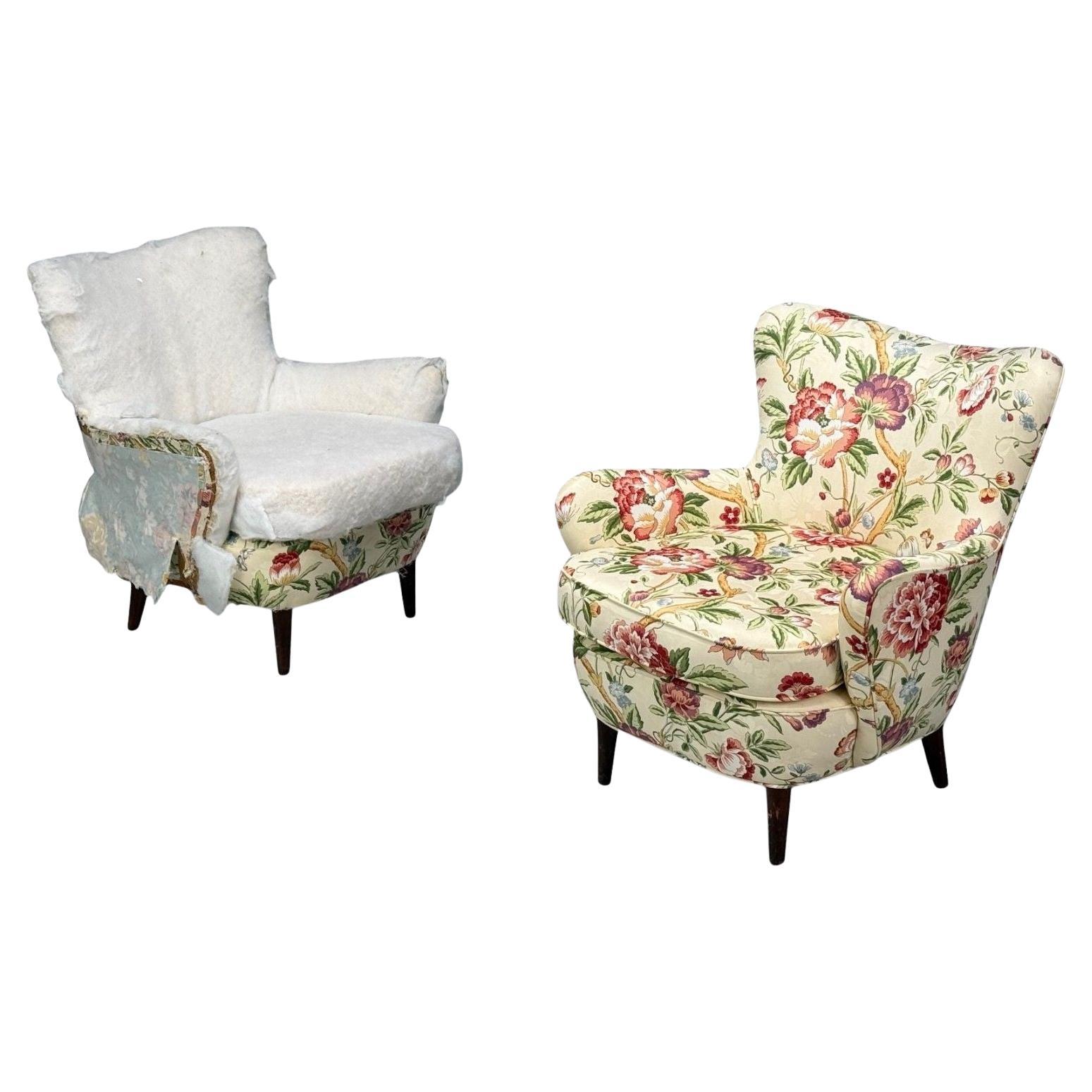 Ernst Schwadron Style, Mahogany, Fabric, Organic Lounge Chairs, USA, 1960s in vendita