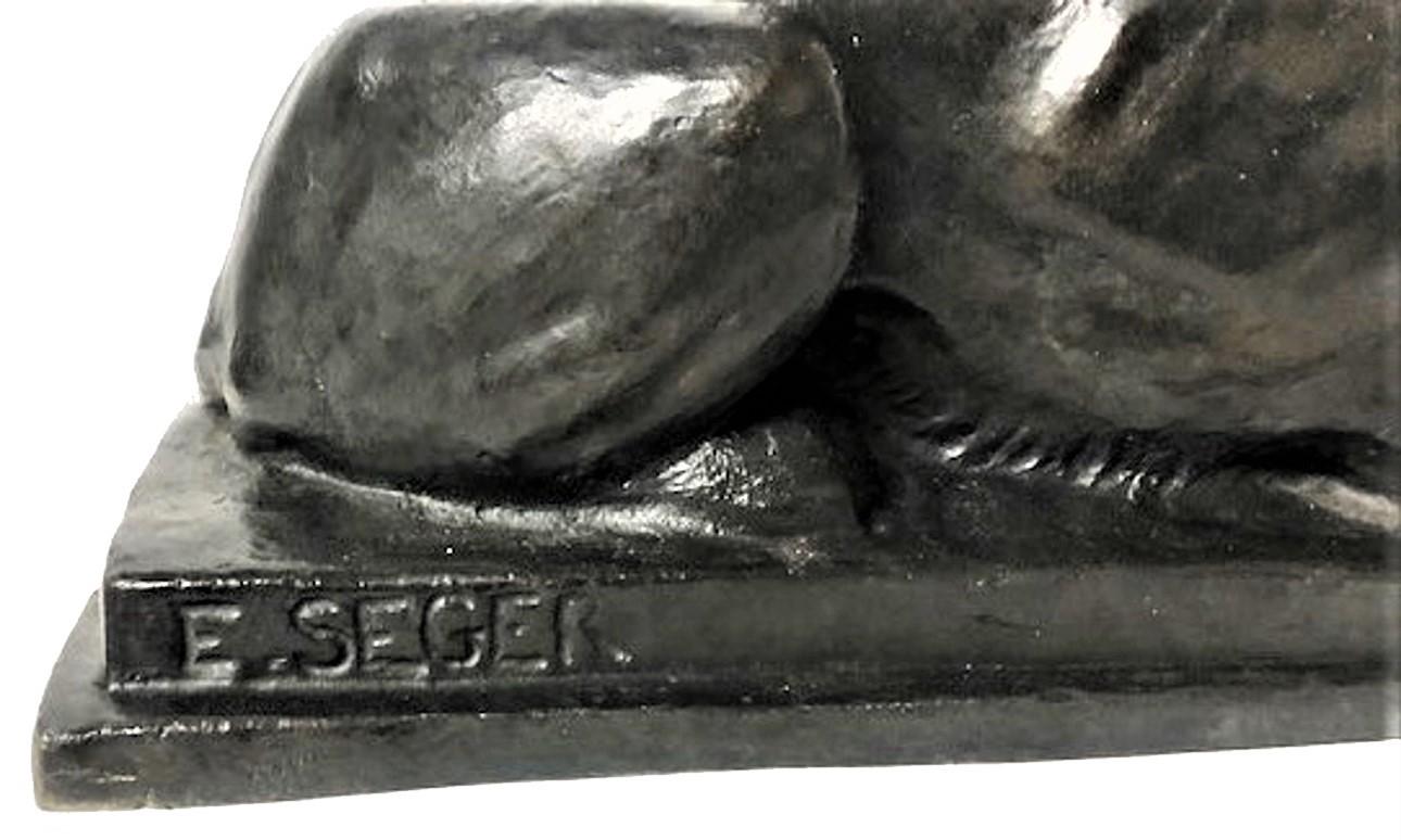 Ernst Seger, David et lion, sculpture allemande Art déco en bronze patiné, vers 1920 en vente 3