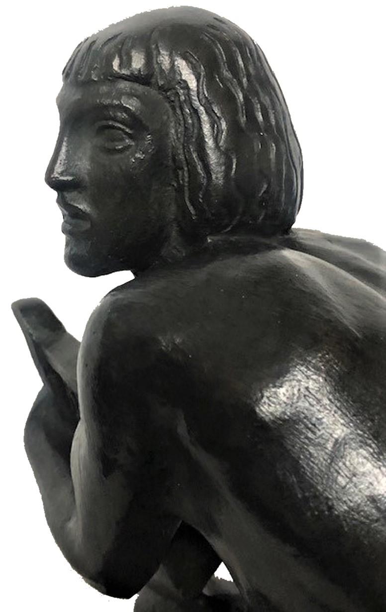 Ernst Seger, David and Lion, German Art Deco Patinated Bronze Sculpture, c. 1920 For Sale 1