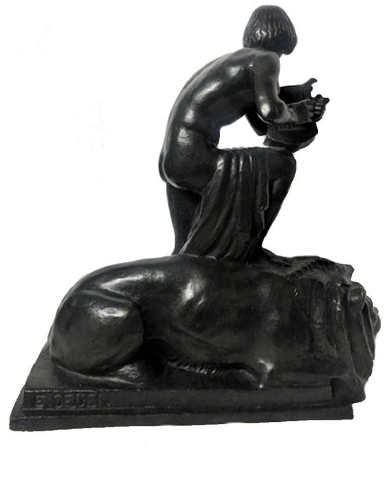 Ernst Seger, David et lion, sculpture allemande Art déco en bronze patiné, vers 1920 en vente 2